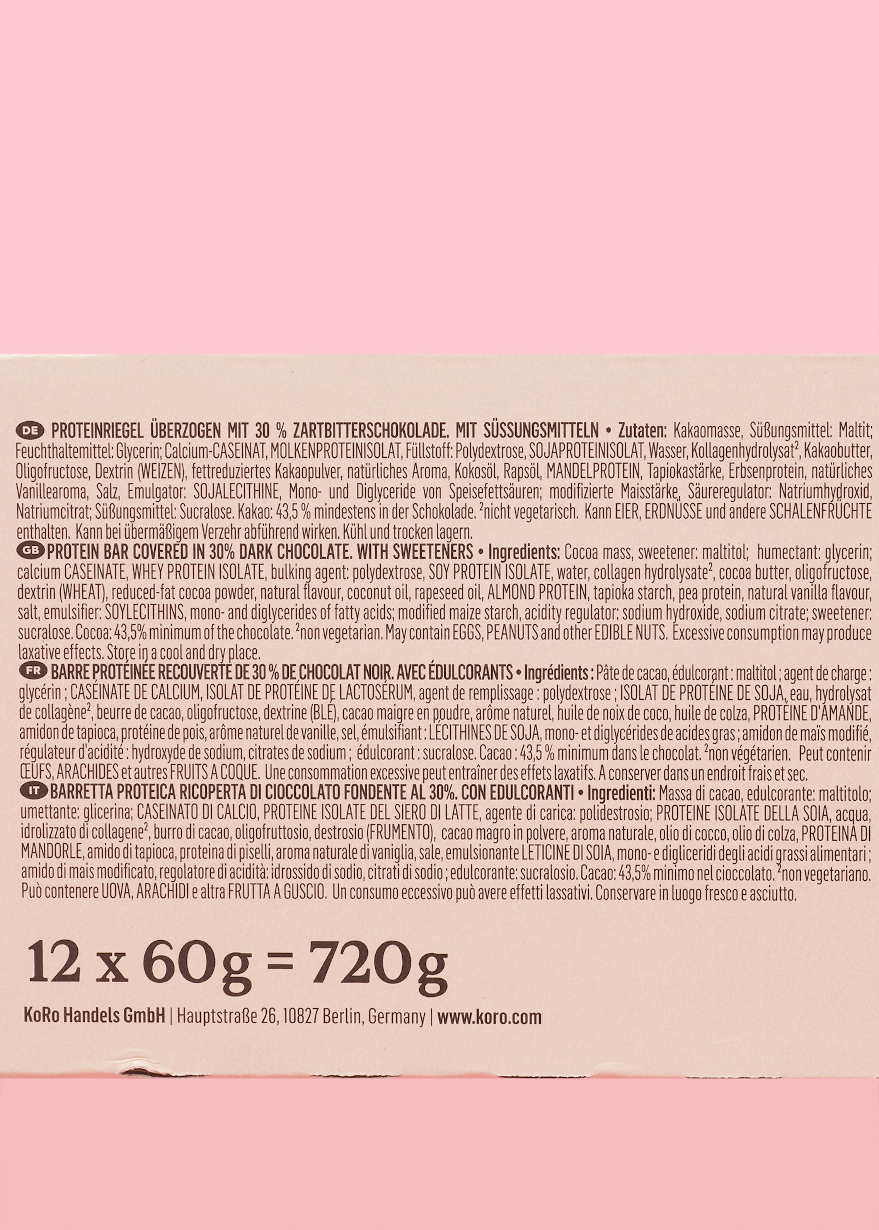 die Rückseite einer Schokoladenstange zeigt die Inhaltsstoffe .