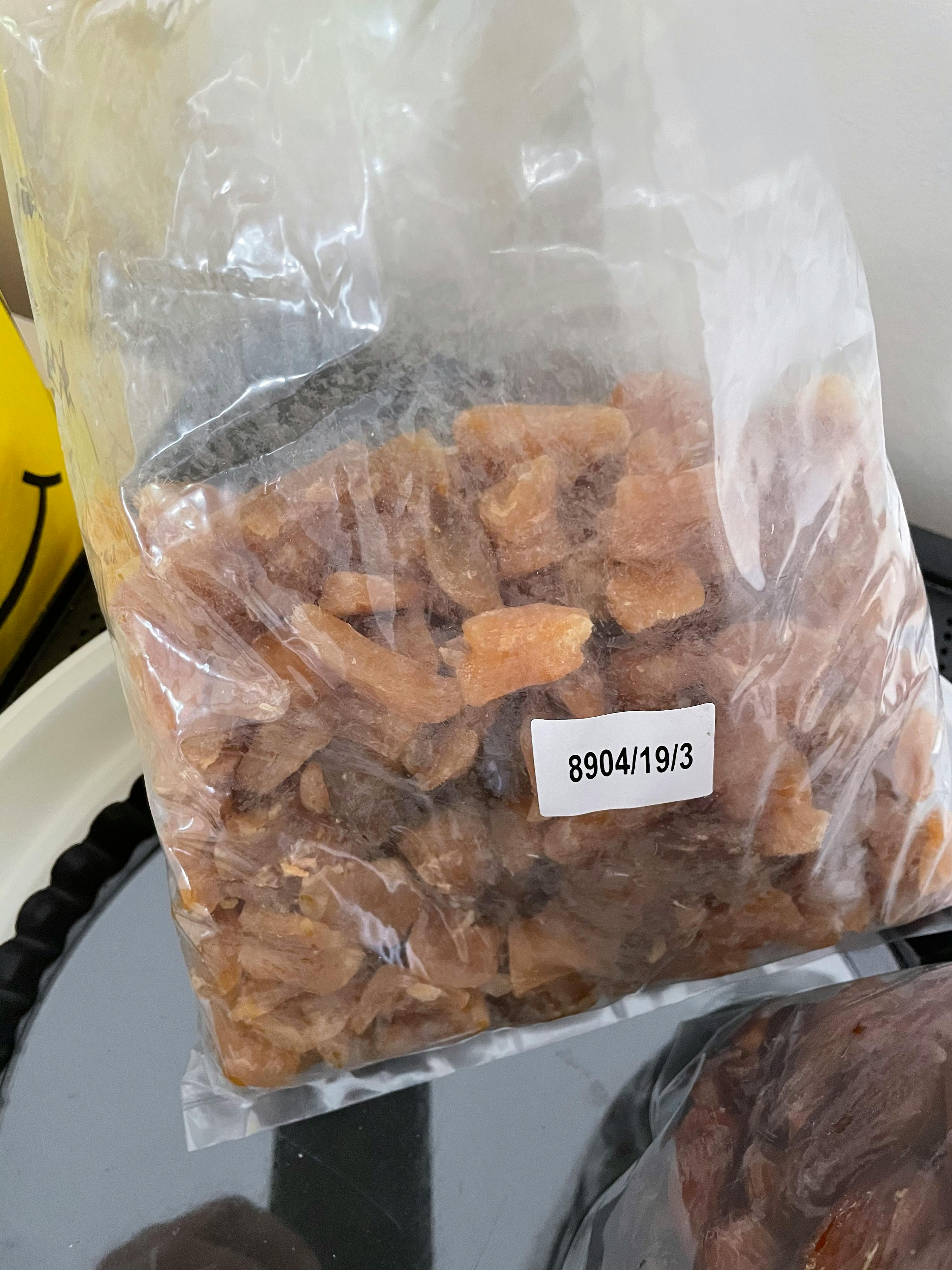 a plastic bag of food has a label that says 8804/19/13