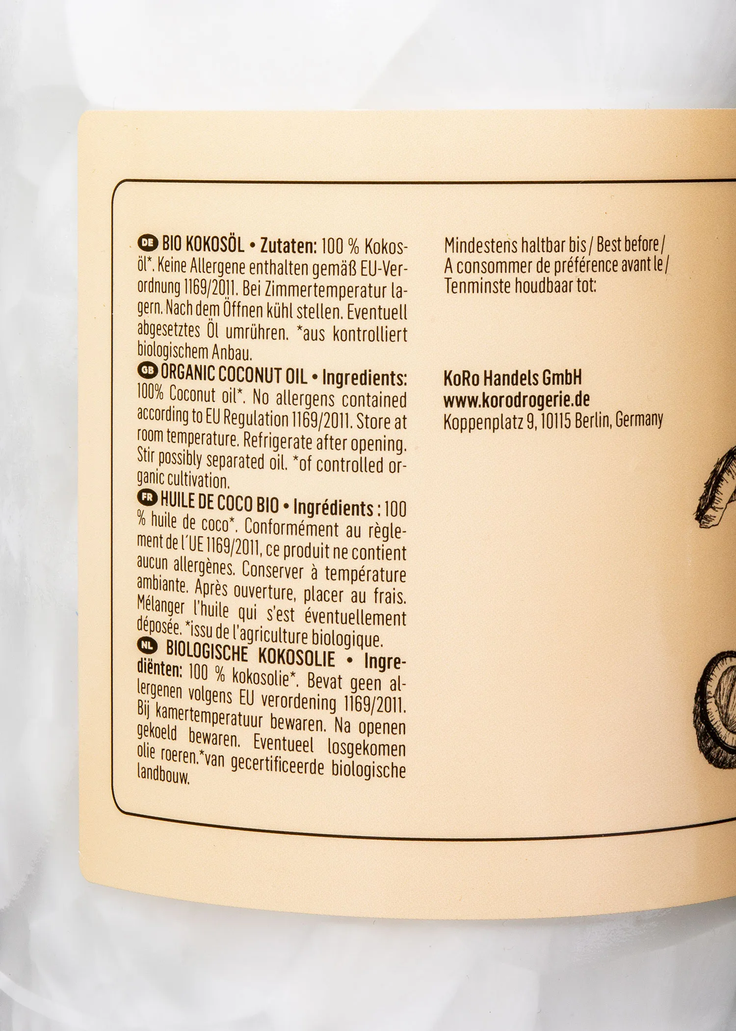 Økologisk kokosolie 1 liter