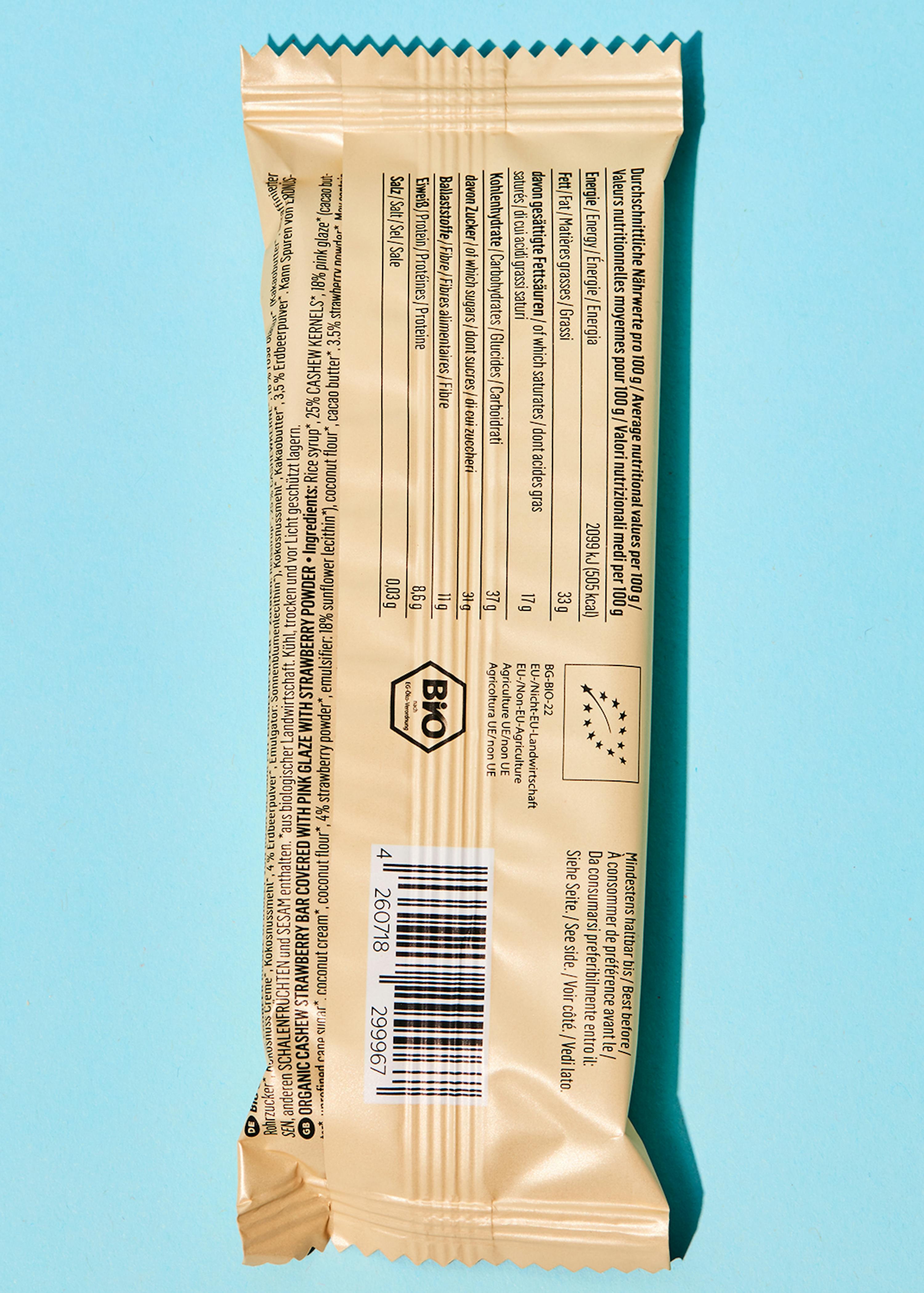 the back of a package of a bar that says ' bio ' on it