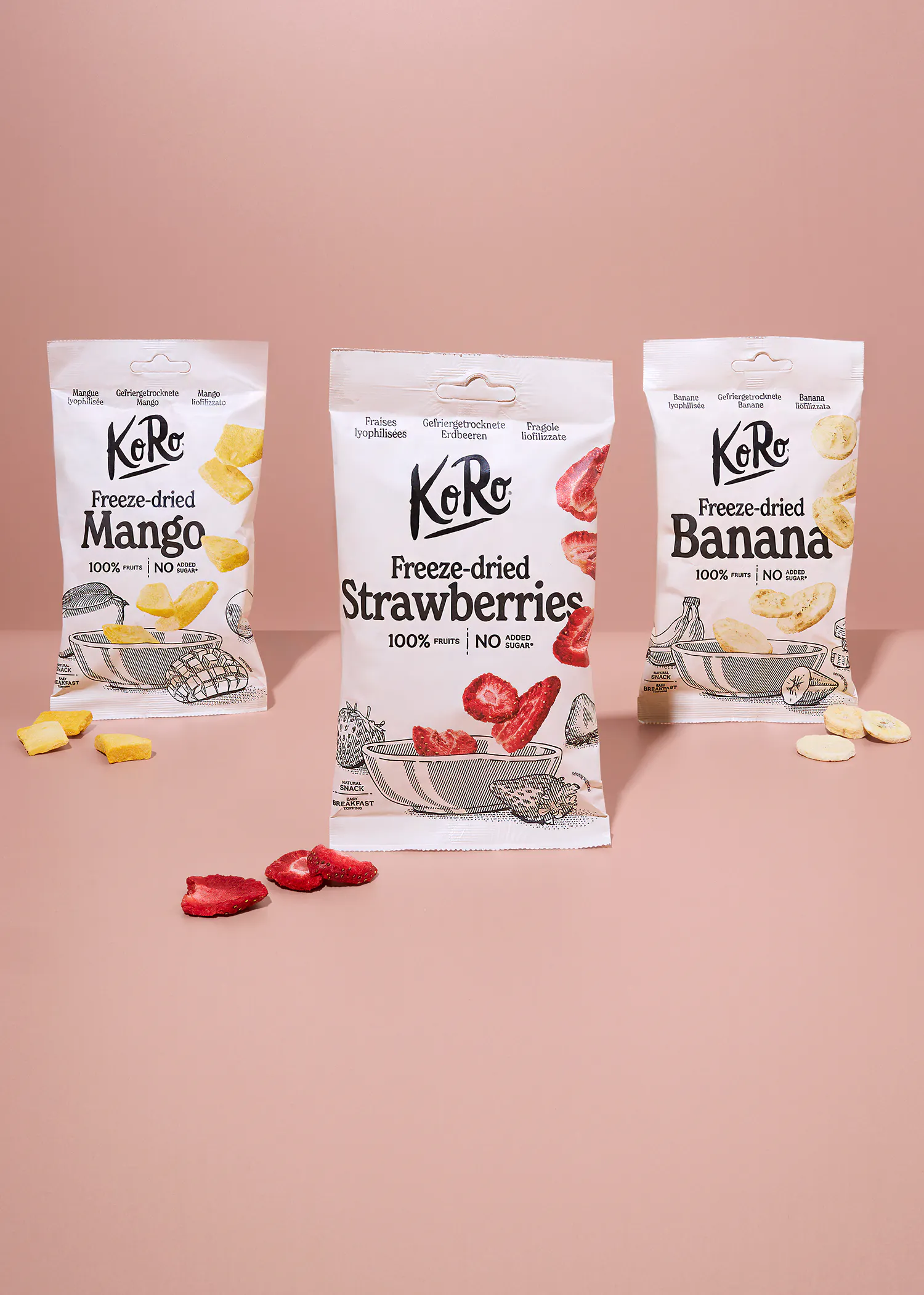 Lot de fruits lyophilisés : trio de saveurs