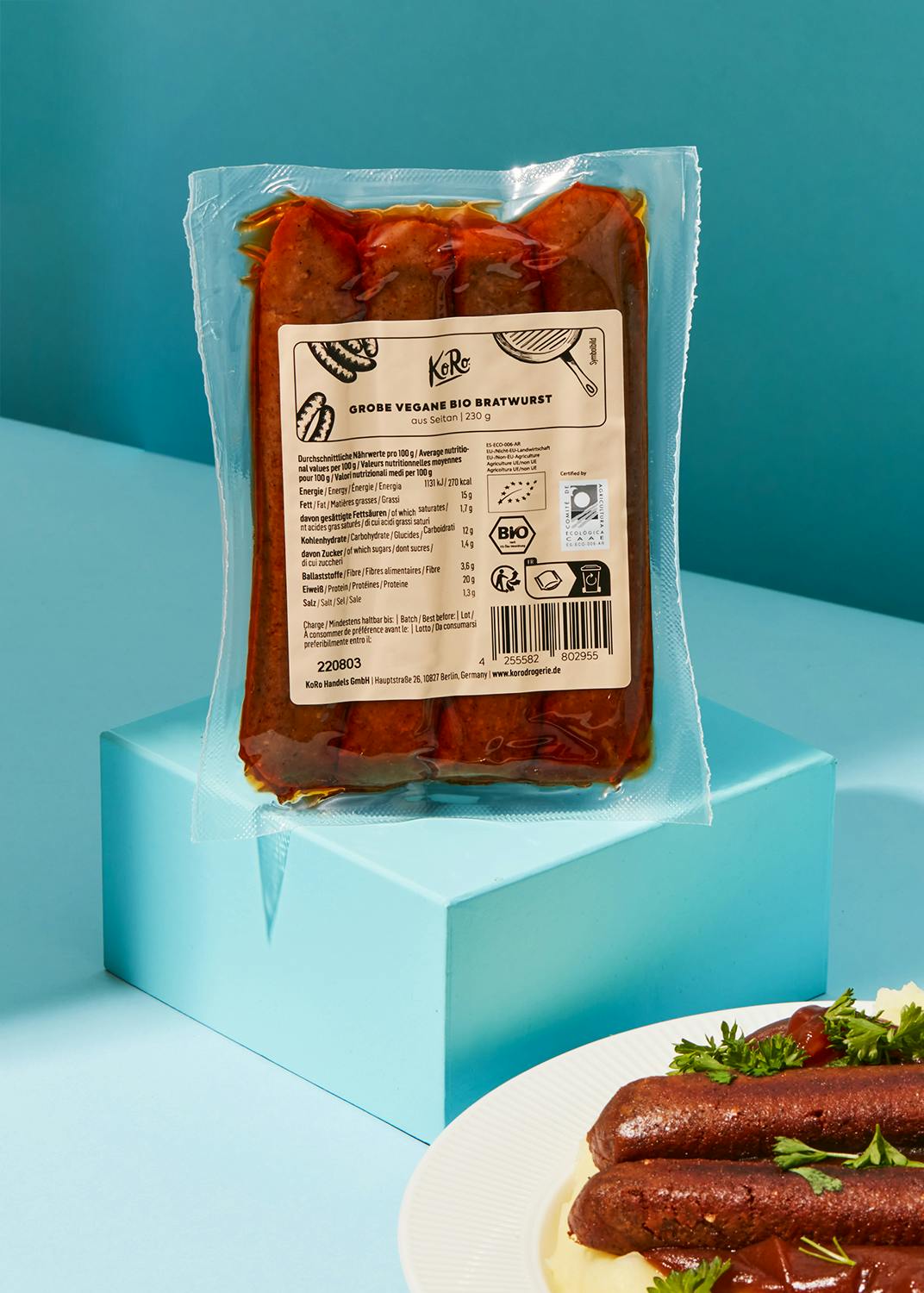 Saucisses de seitan "bratwurst" vegan bio 230 g