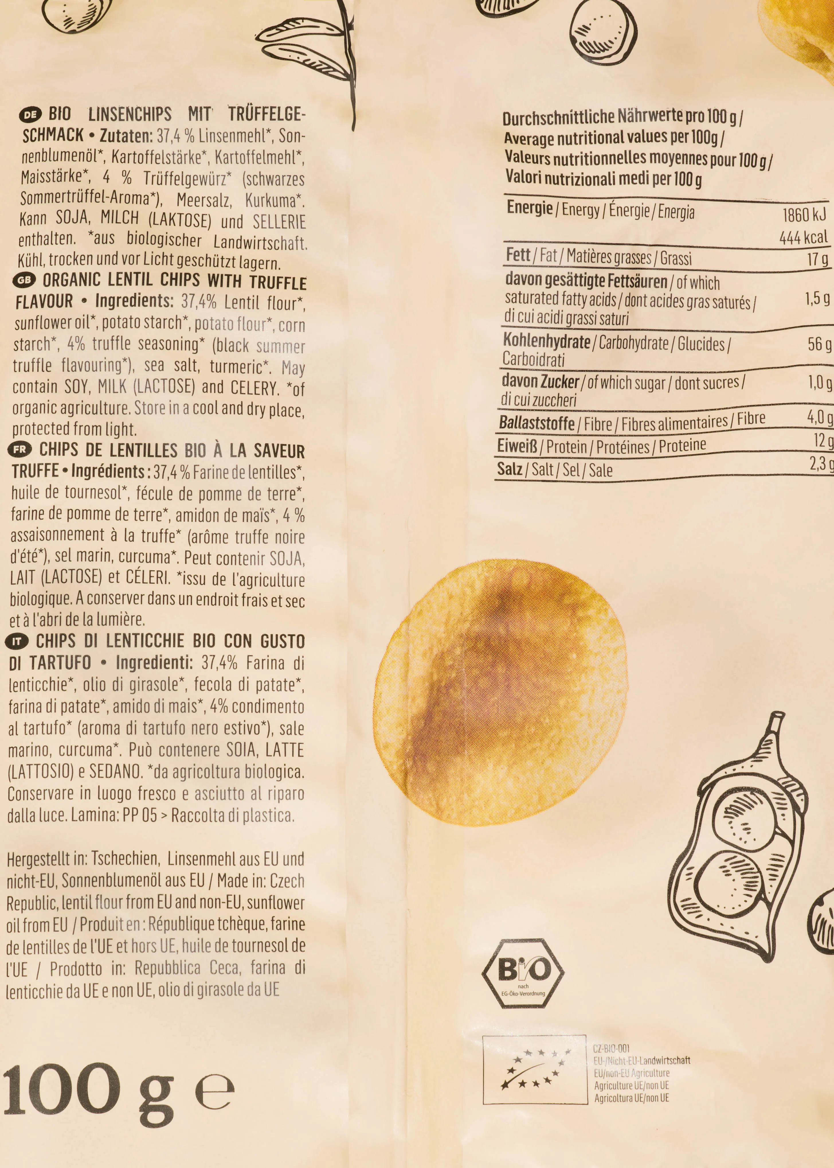 Chips de lentilles saveur truffe bio 100 g