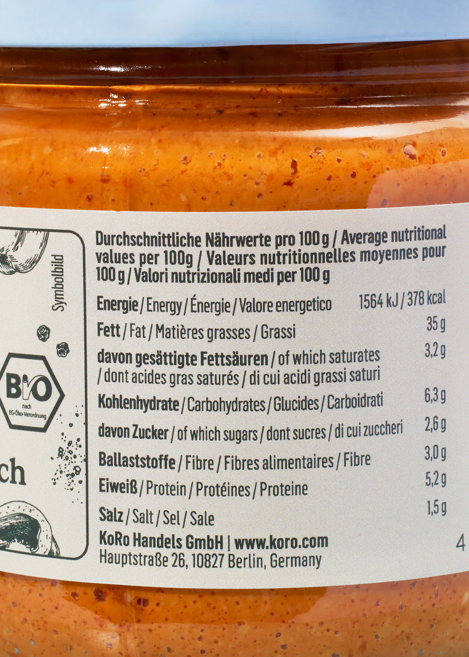 eine Nahaufnahme der Nährwertangaben eines Lebensmittels