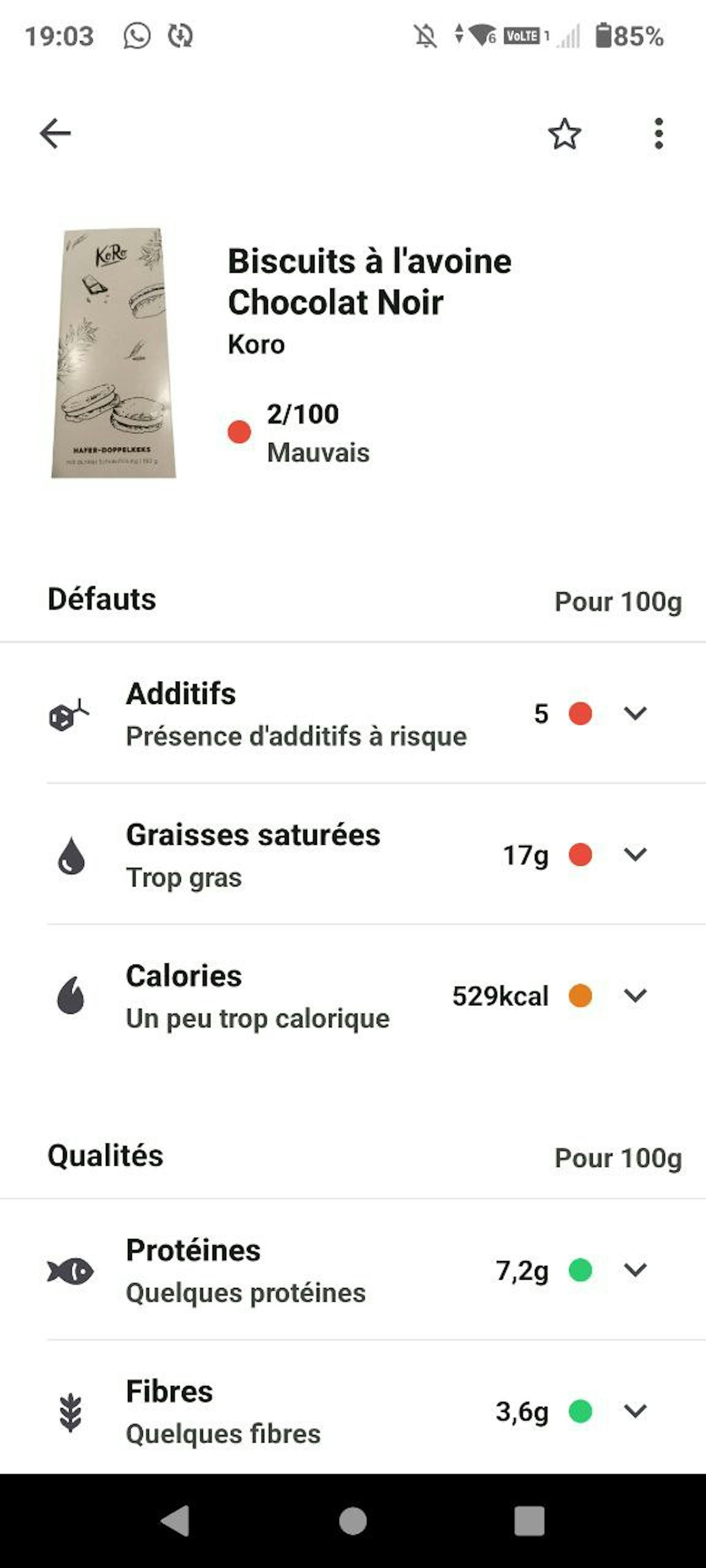 eine Nahaufnahme eines Bildschirms einer App , die eine Schokoladentafel zeigt .