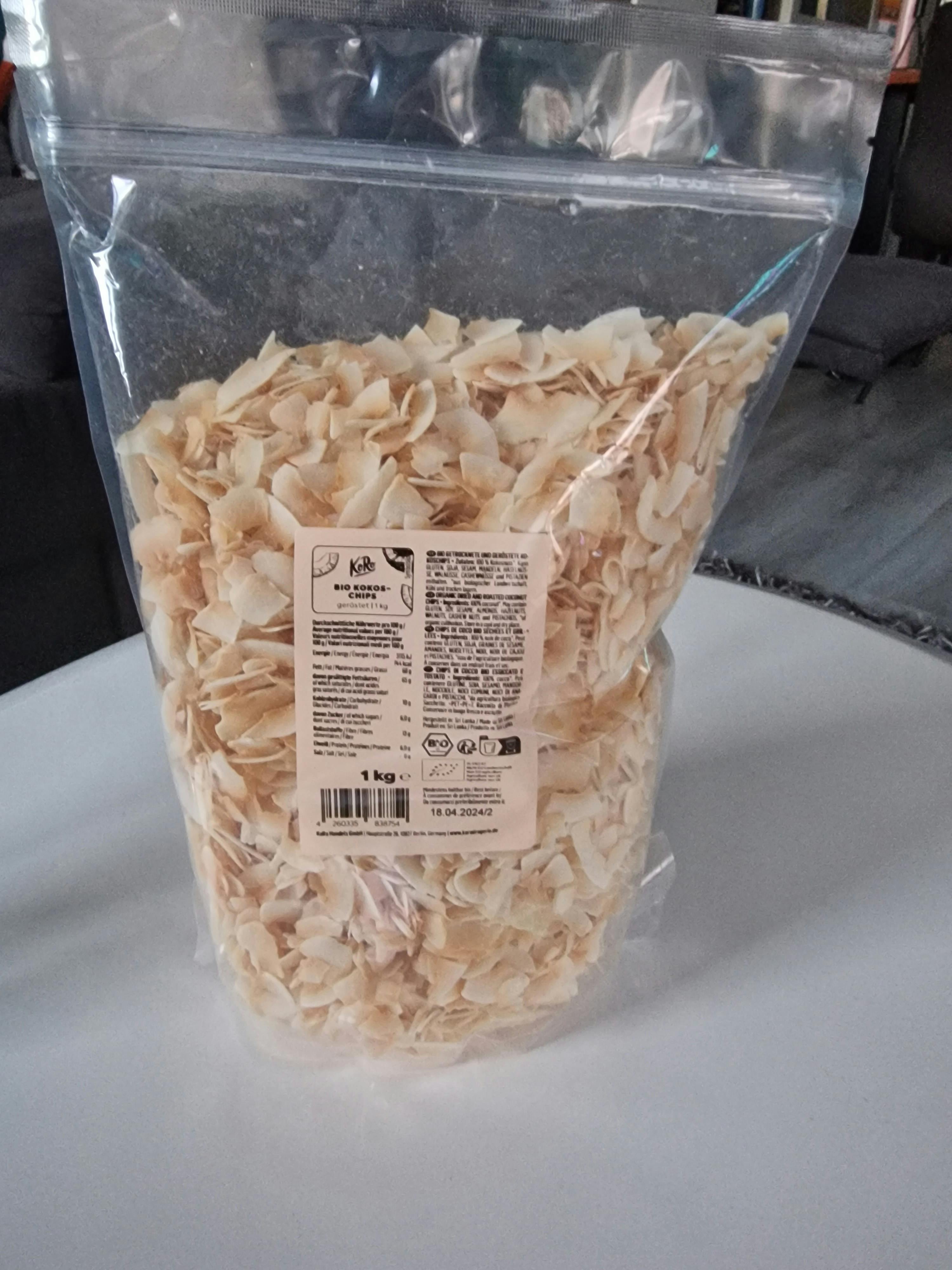a bag of coconut chips has a label on it