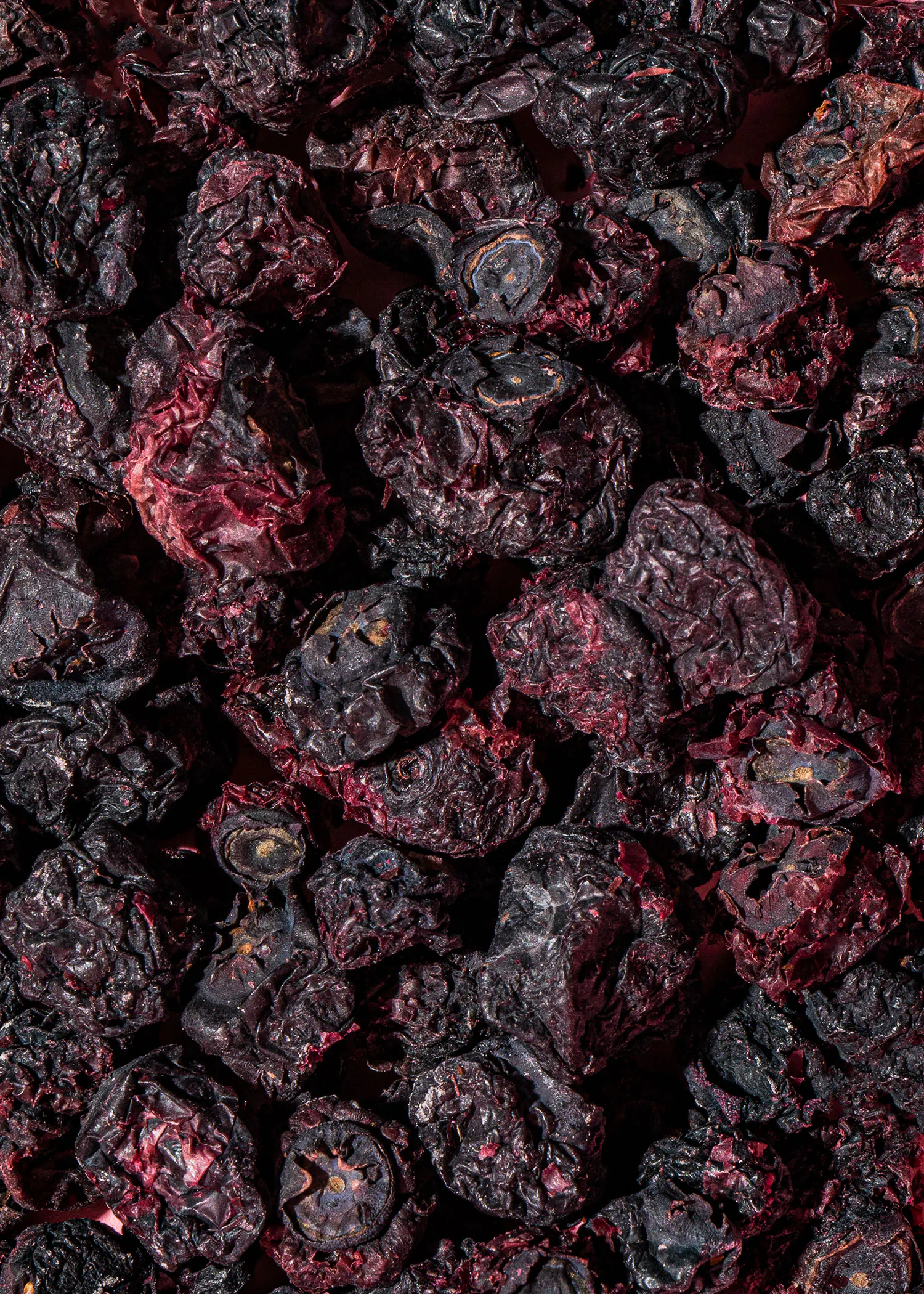 un gros plan d' un tas de baies noires séchées