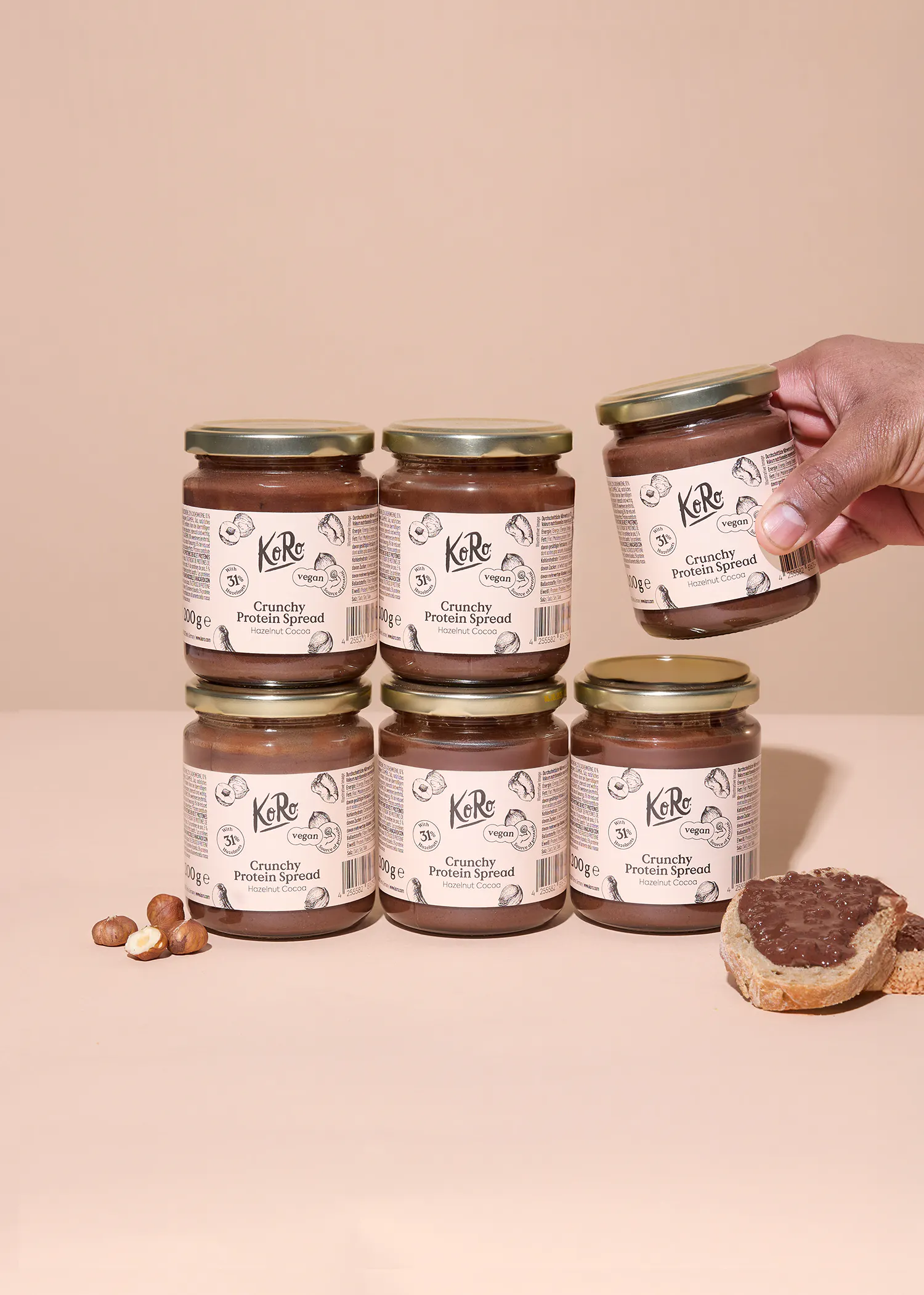 Pâte à tartiner protéinée vegan noisette et cacao 6 x 200 g