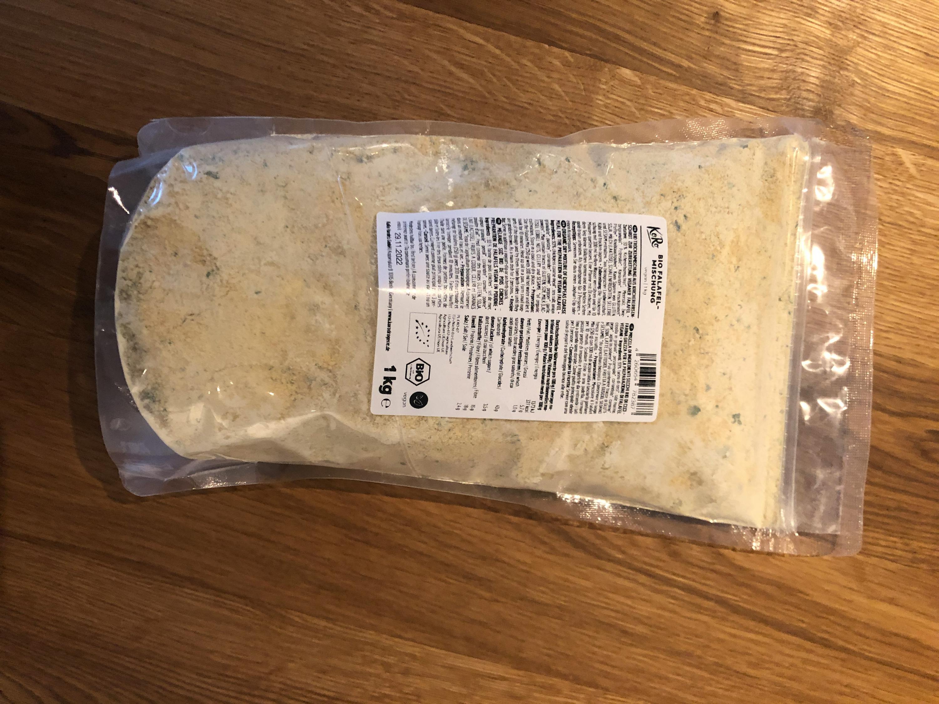 eine Plastiktüte mit einem Etikett auf der Rückseite und einem Gewicht von 1 kg