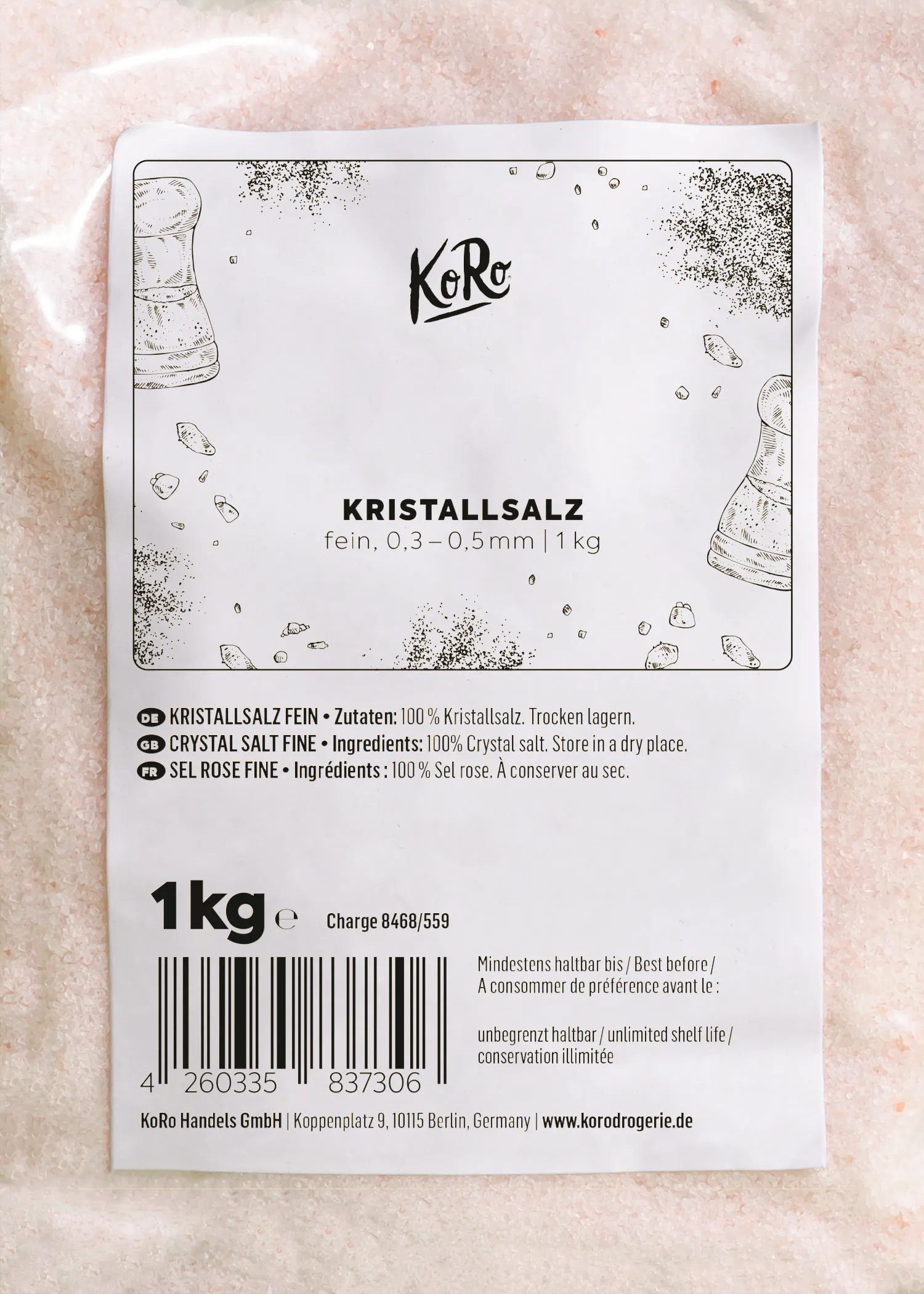 l' emballage d' un kilogramme de sel kristallsalz