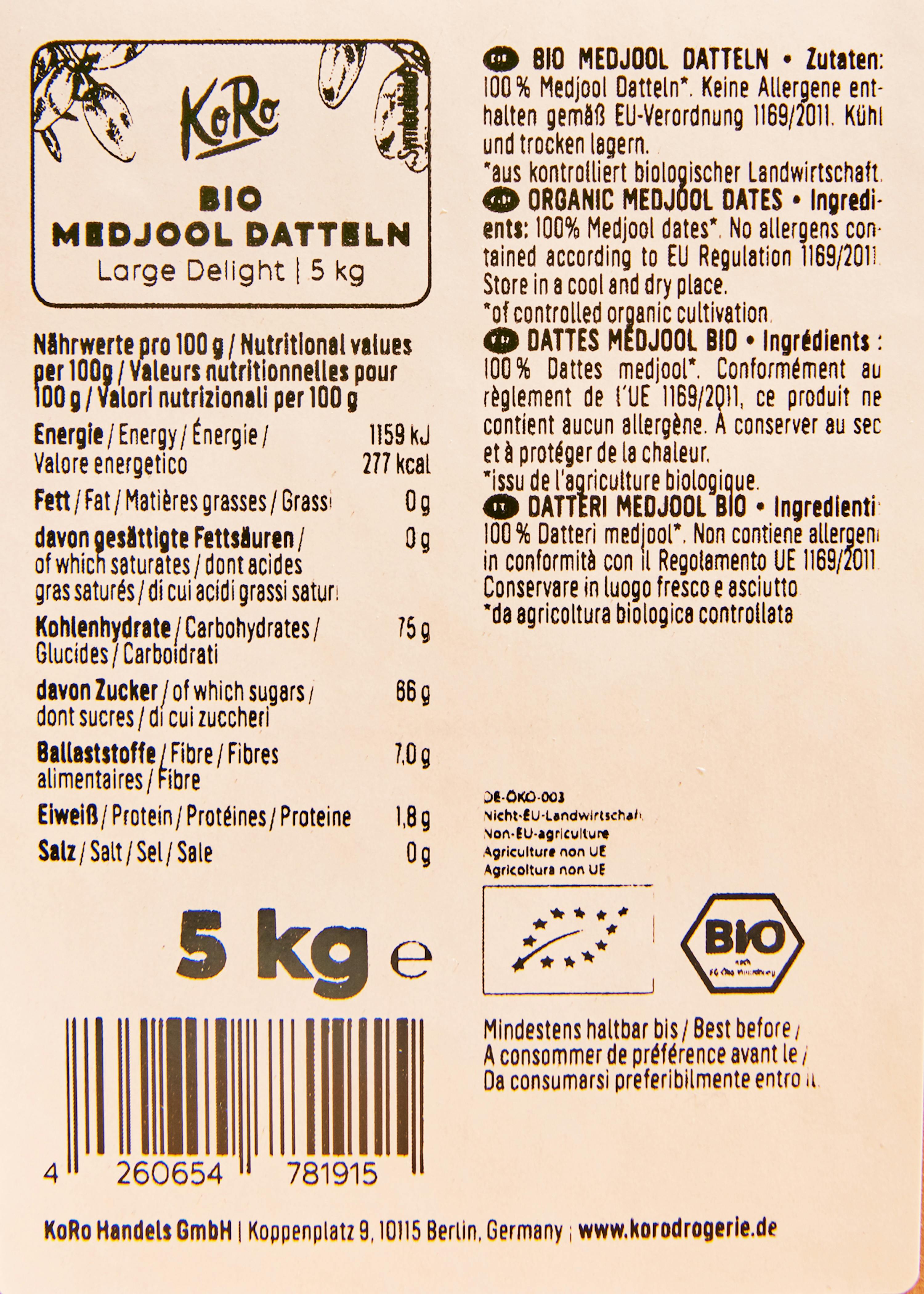 Dattes Medjool bio 200 g, 250 g, 500 g, 3 kg, 5 kg