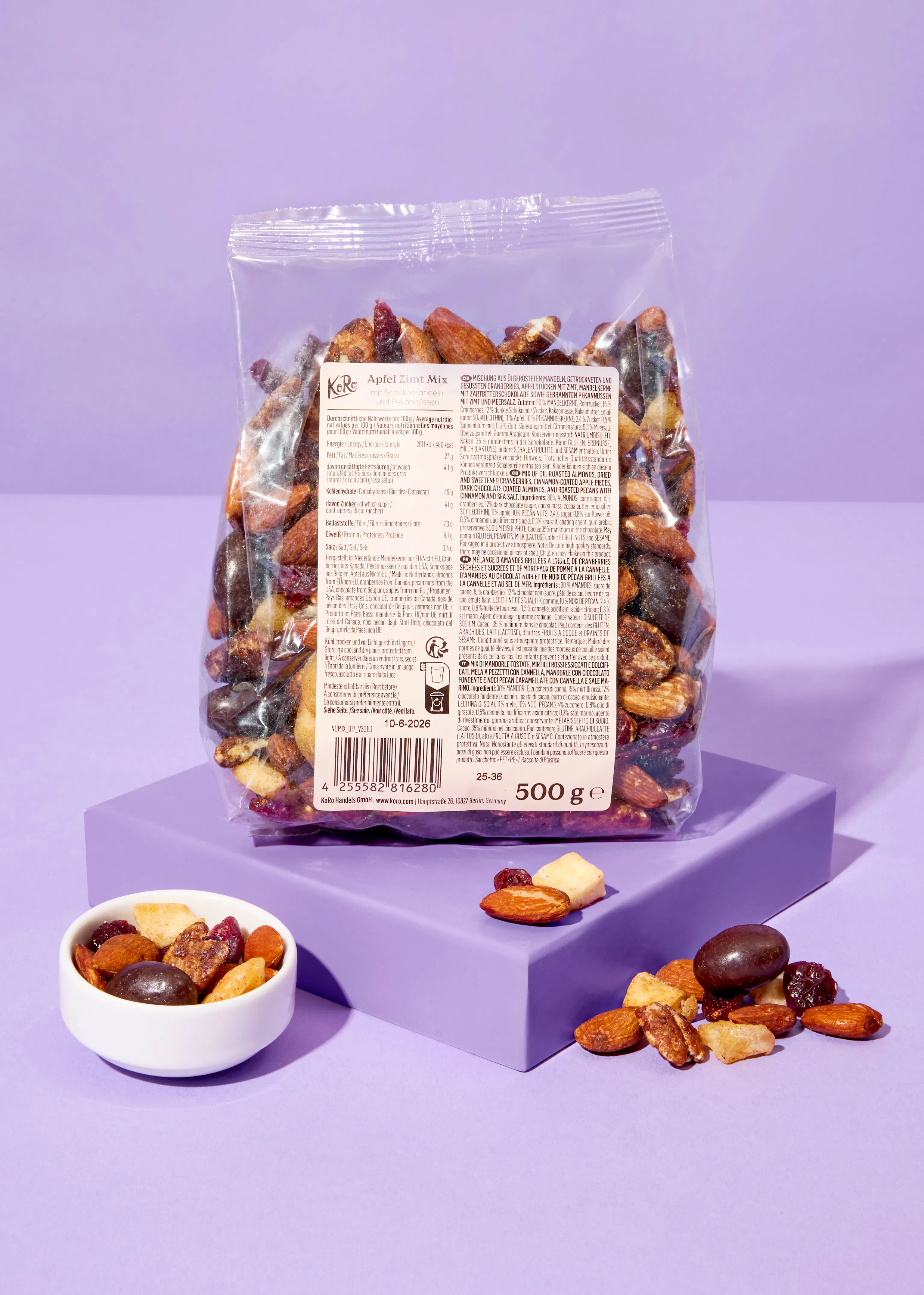 Mélange pomme-cannelle avec amandes chocolatées et noix de pécan 500 g