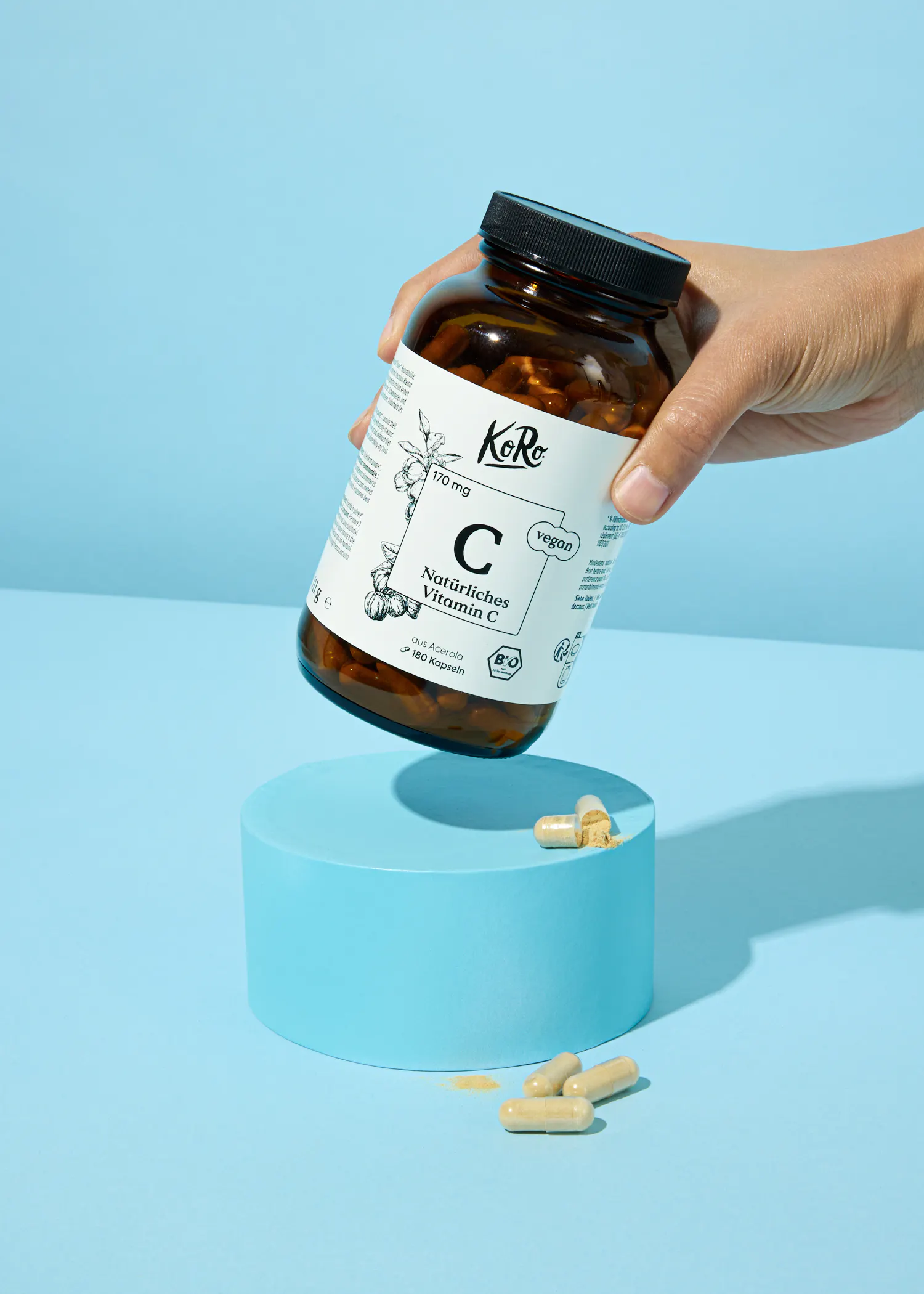 Natürliches Vitamin C aus Bio-Acerola Kapseln 180 Stück