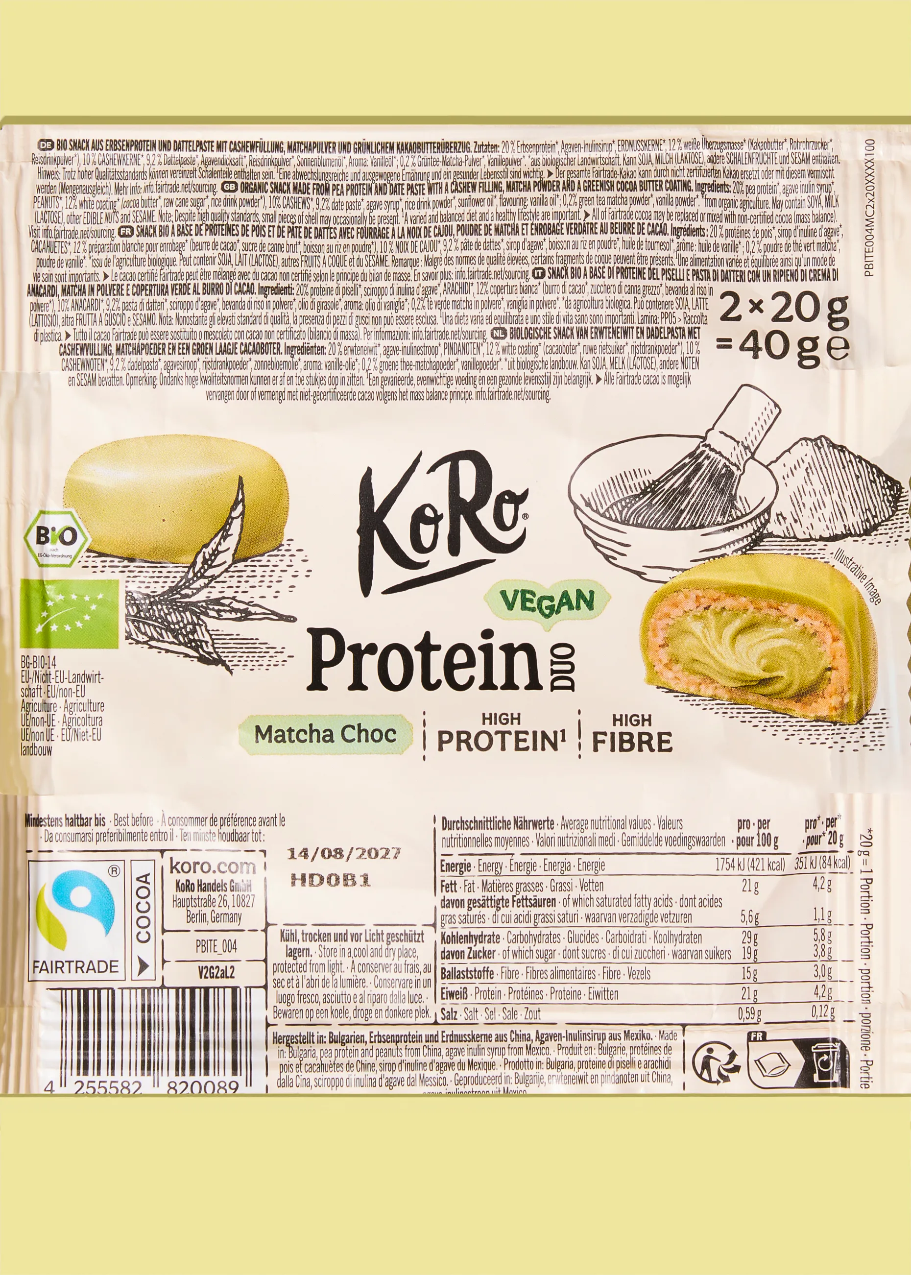 Protein Duo al matcha bio | 2 x 20 g 