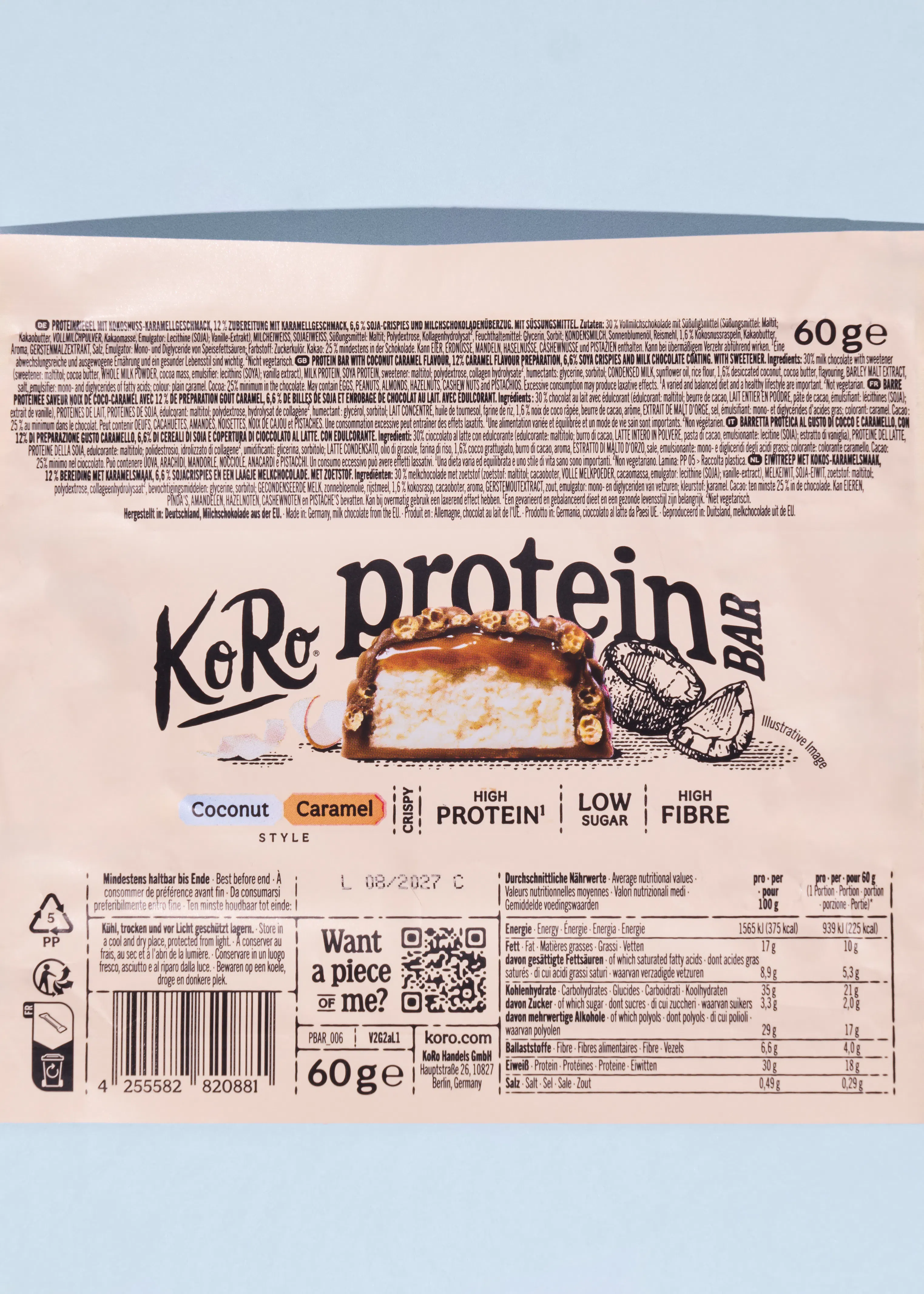 Crispy protein bar coconut caramel style | 60 g