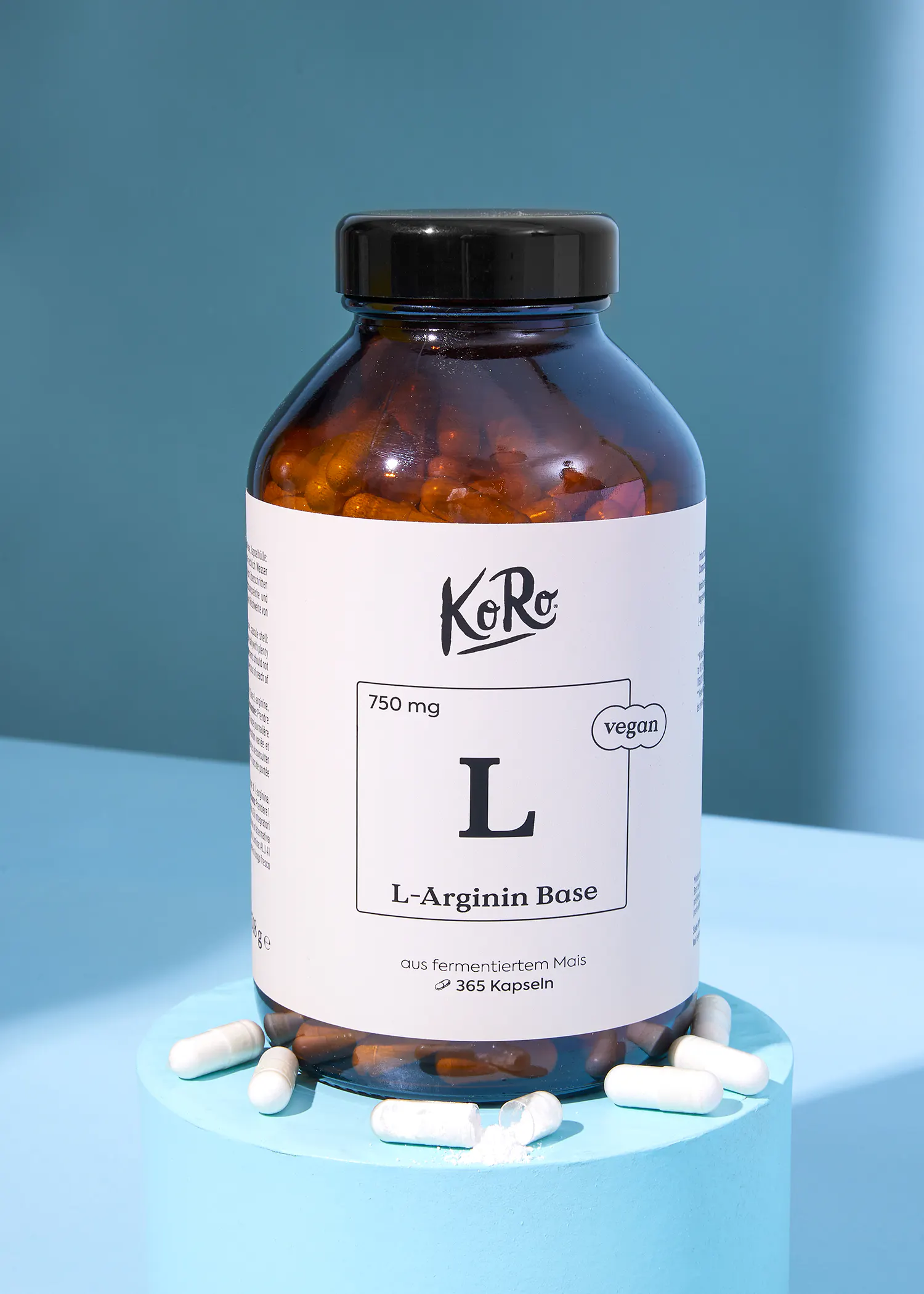 una bottiglia di capsule di base l-arginina di 750 mg