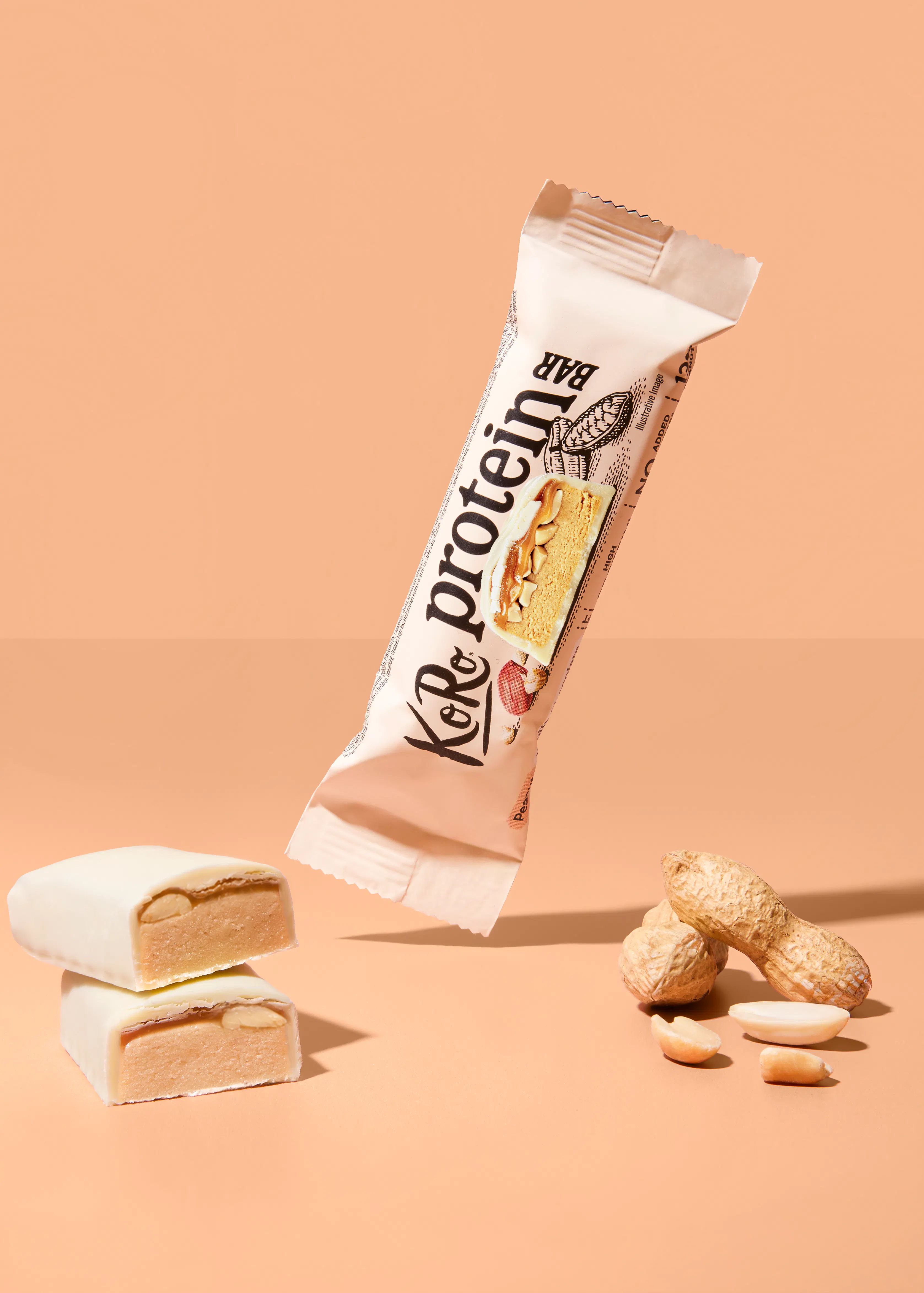 Barre protéinée moelleuse aux cacahuètes et chocolat blanc | 45 g