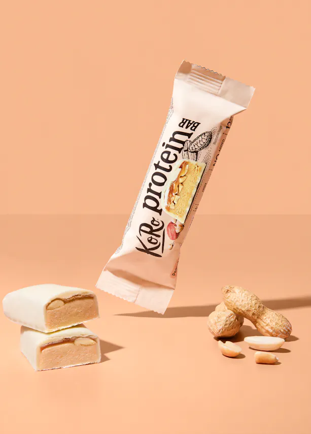 Barre protéinée moelleuse aux cacahuètes et chocolat blanc | 45 g