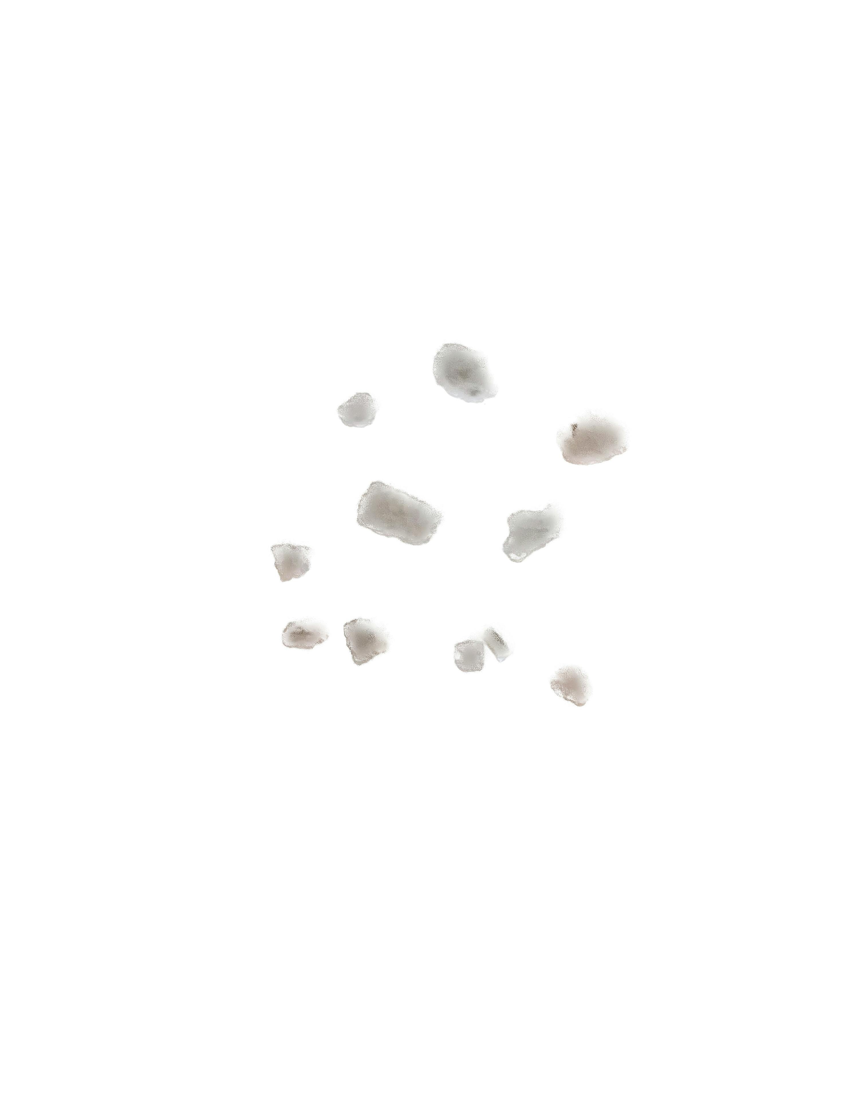 eine Gruppe von kleinen weißen Felsen auf weißem Hintergrund