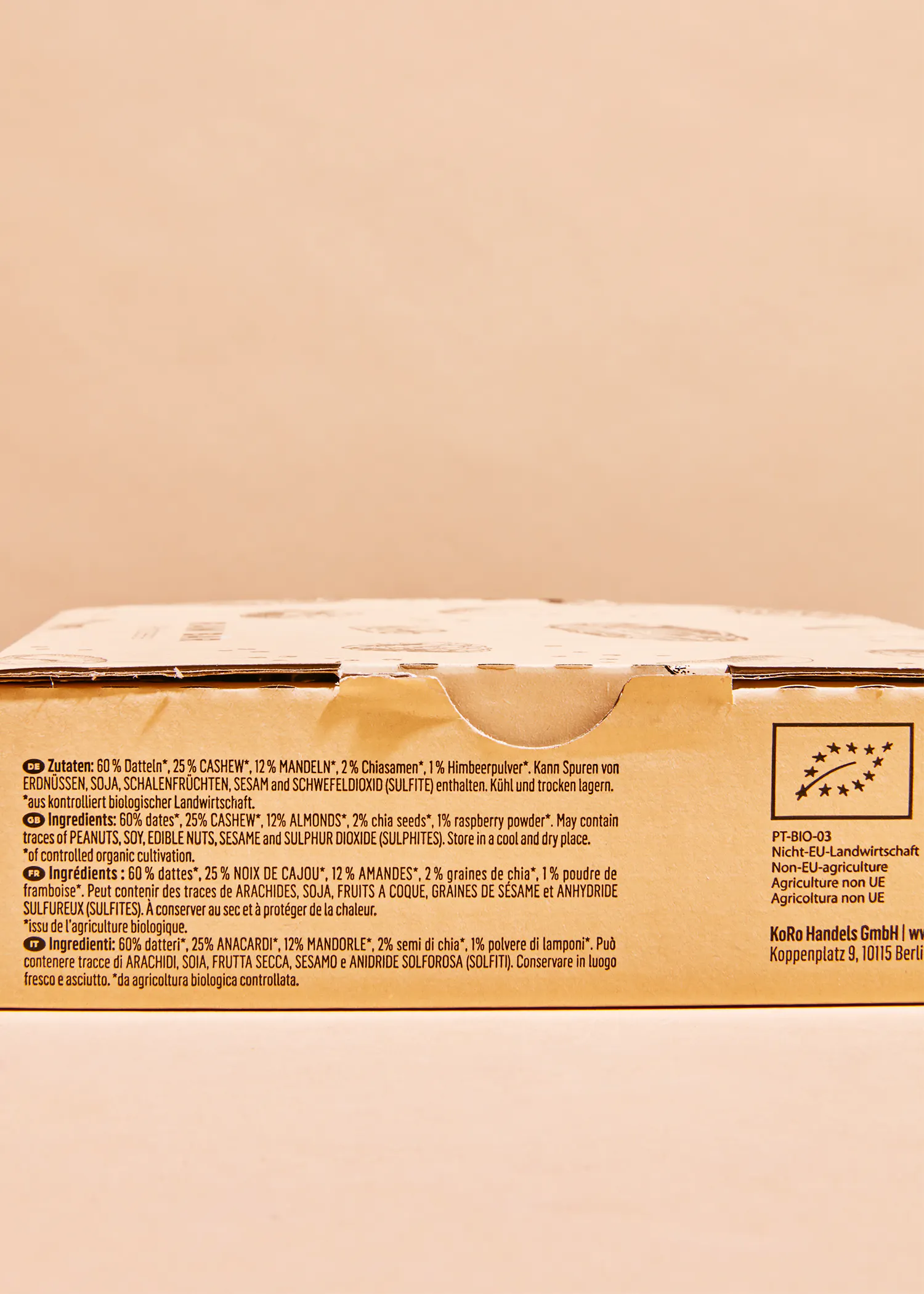 the back of a cardboard box shows the ingredients