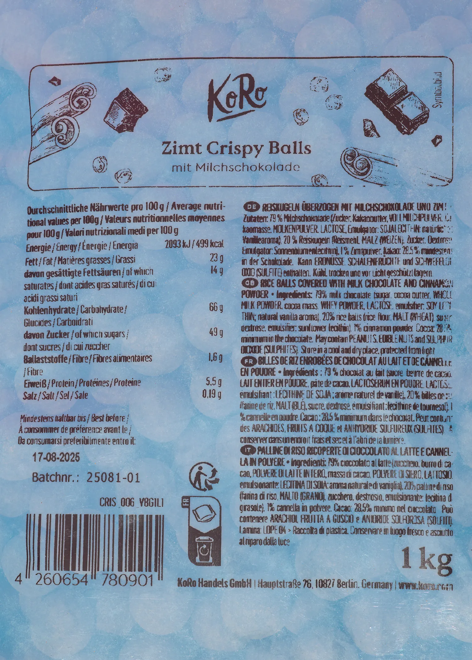 Crispies de canela e chocolate de leite | 1 kg