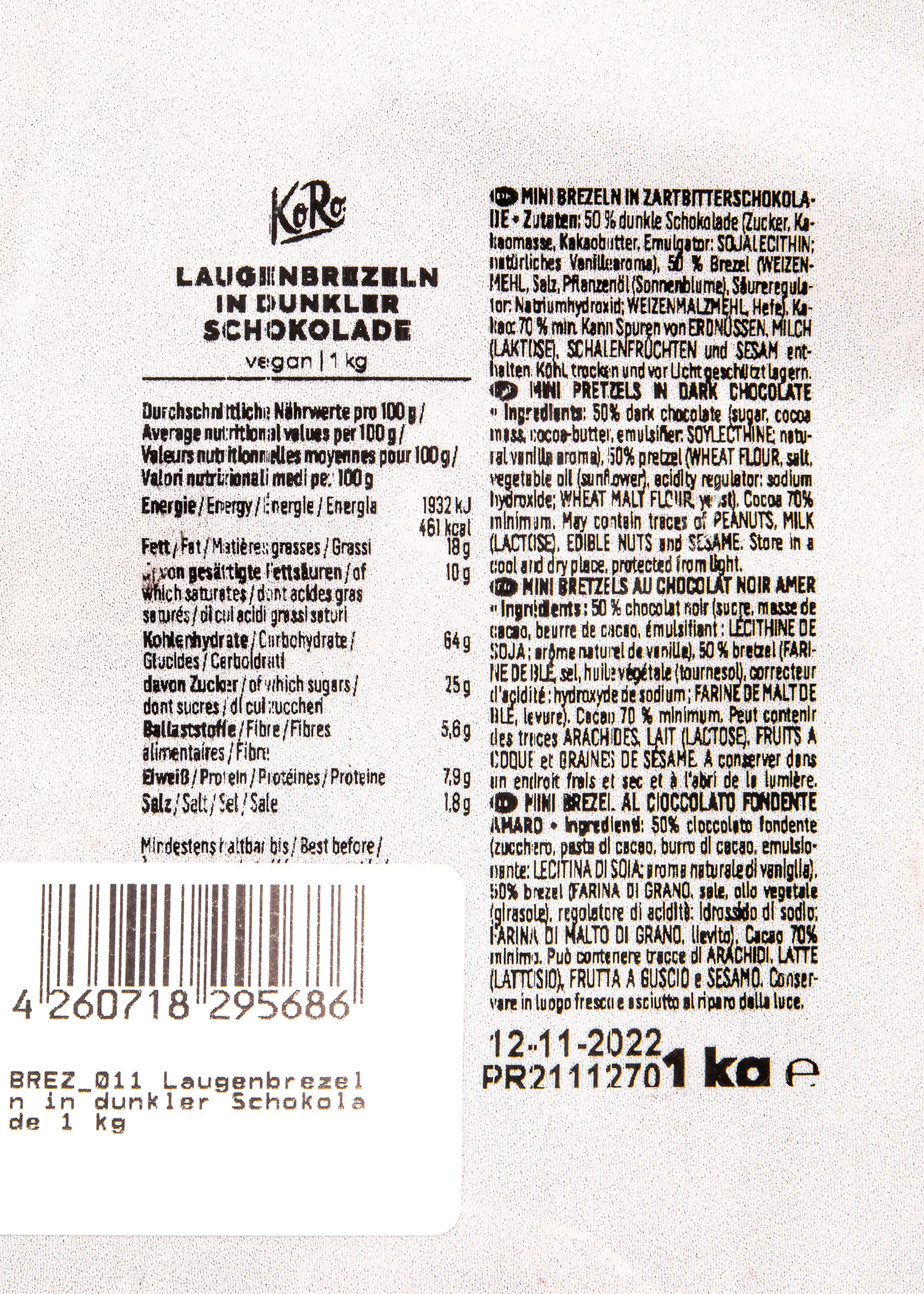 l' arrière de l' emballage d' un produit avec un code barre