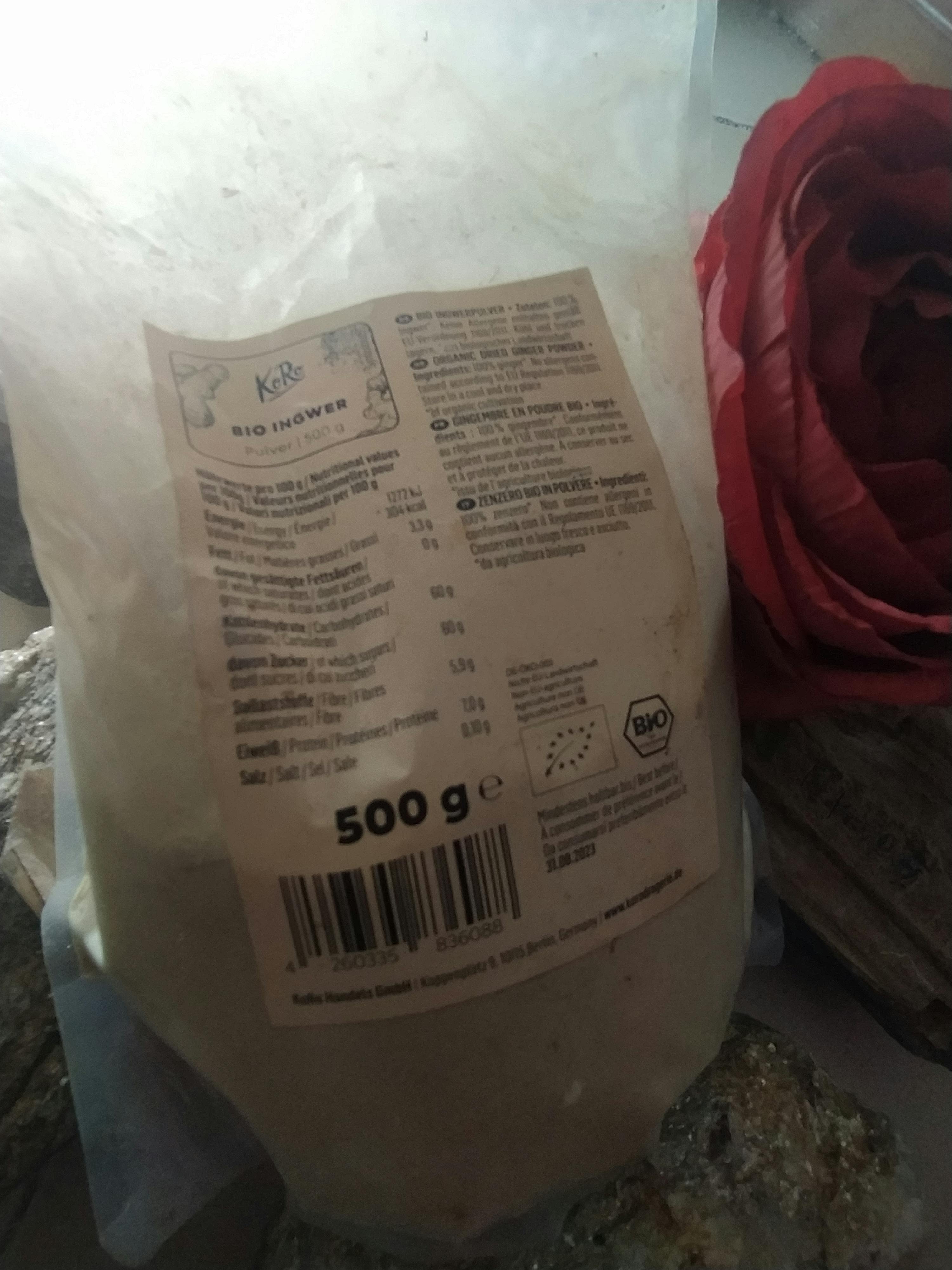 eine weiße Plastiktüte mit der Aufschrift bio inpower 500g