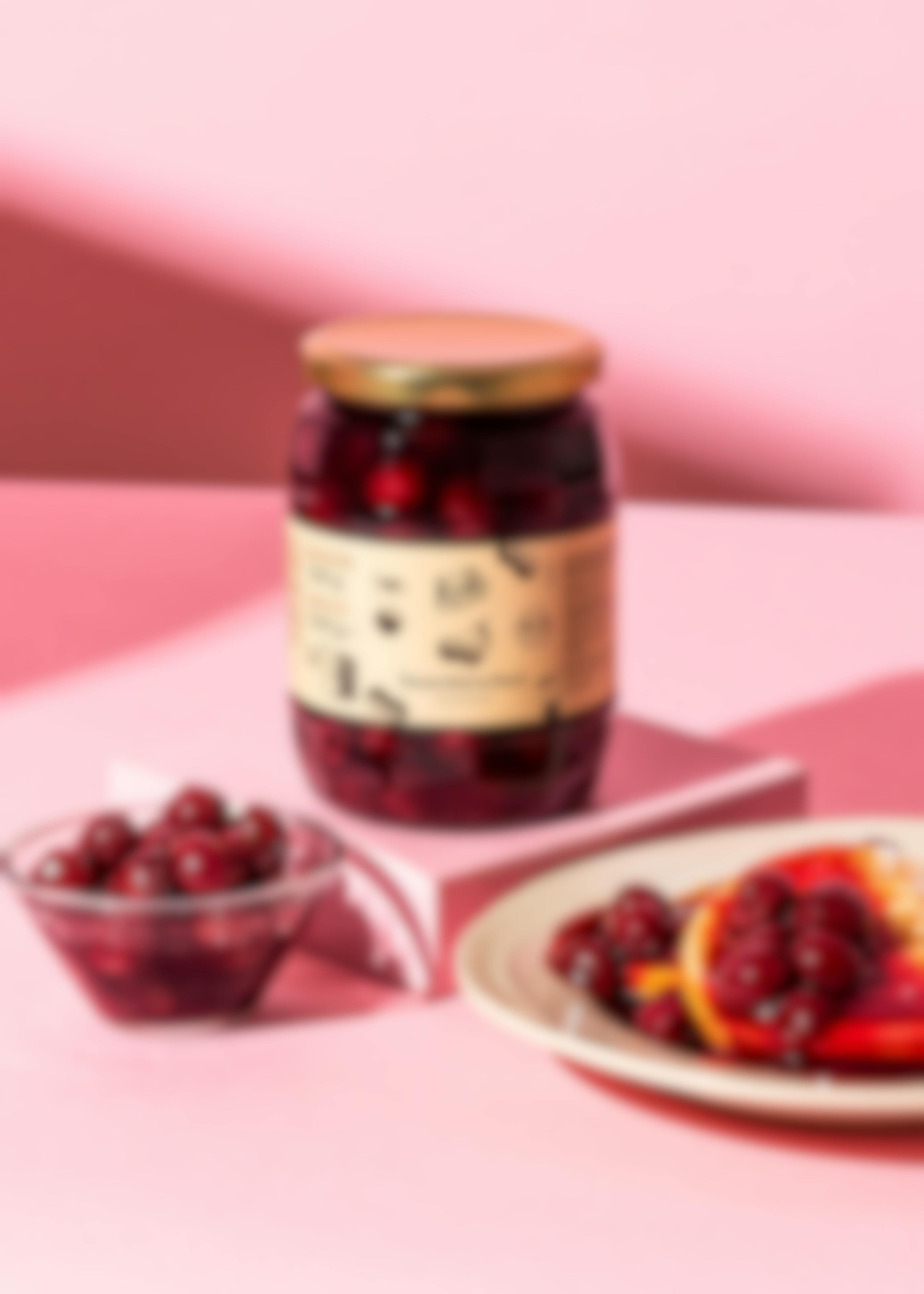 Organic pitted sour cherries in a jar 700ml