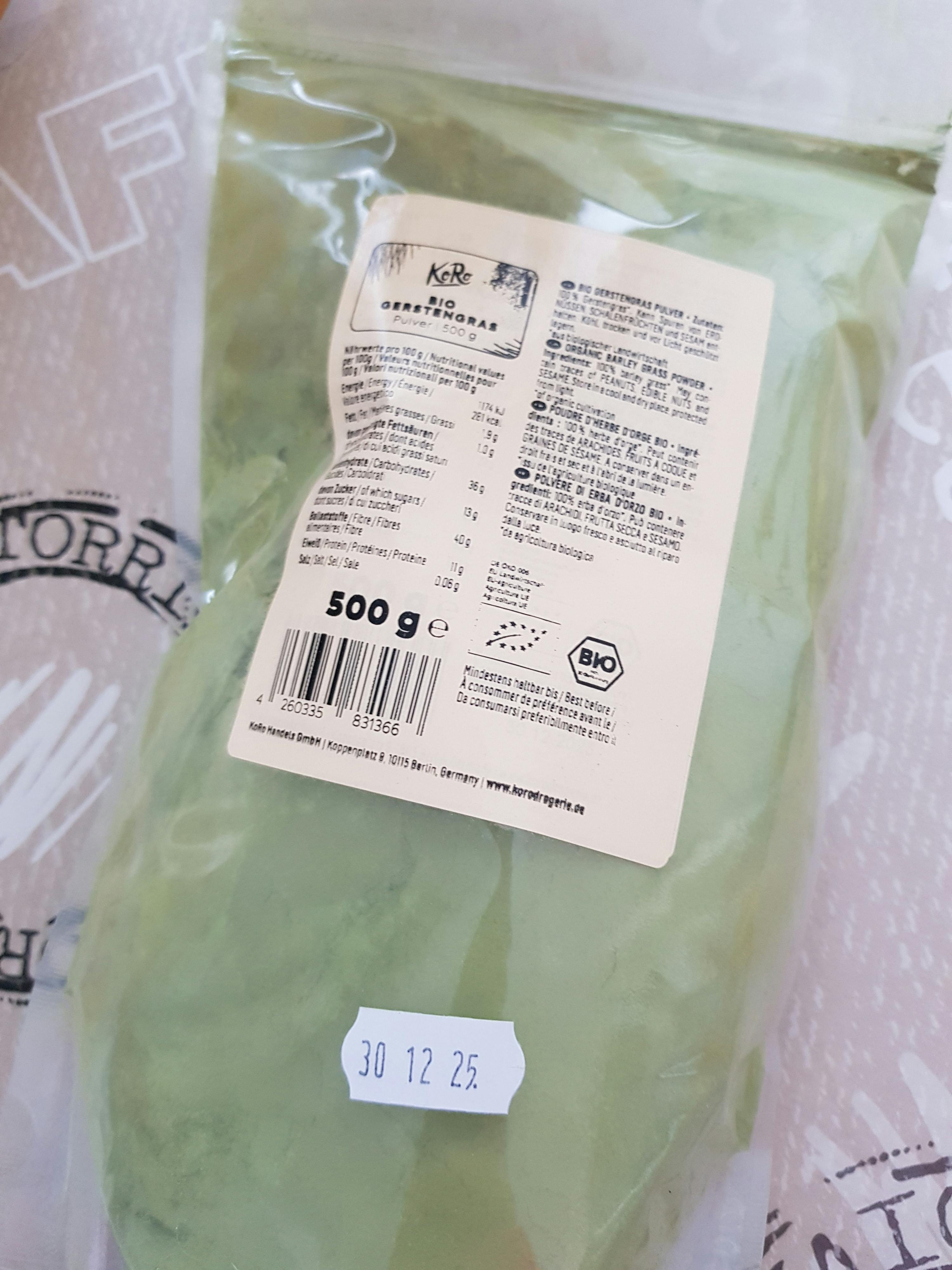 a bag of green powder has a label that says bio
