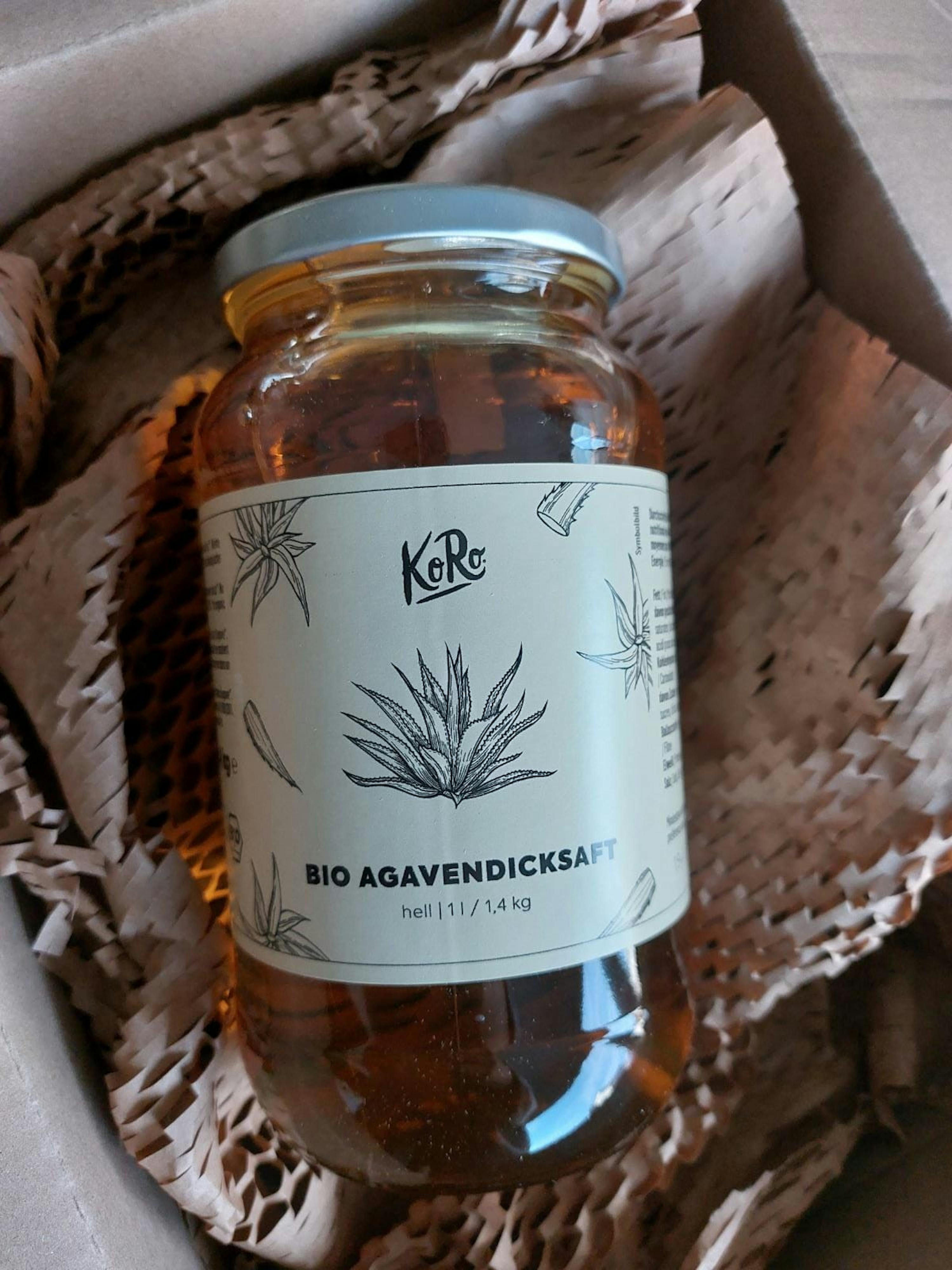 a jar of bio agavendicksaft is sitting in a box