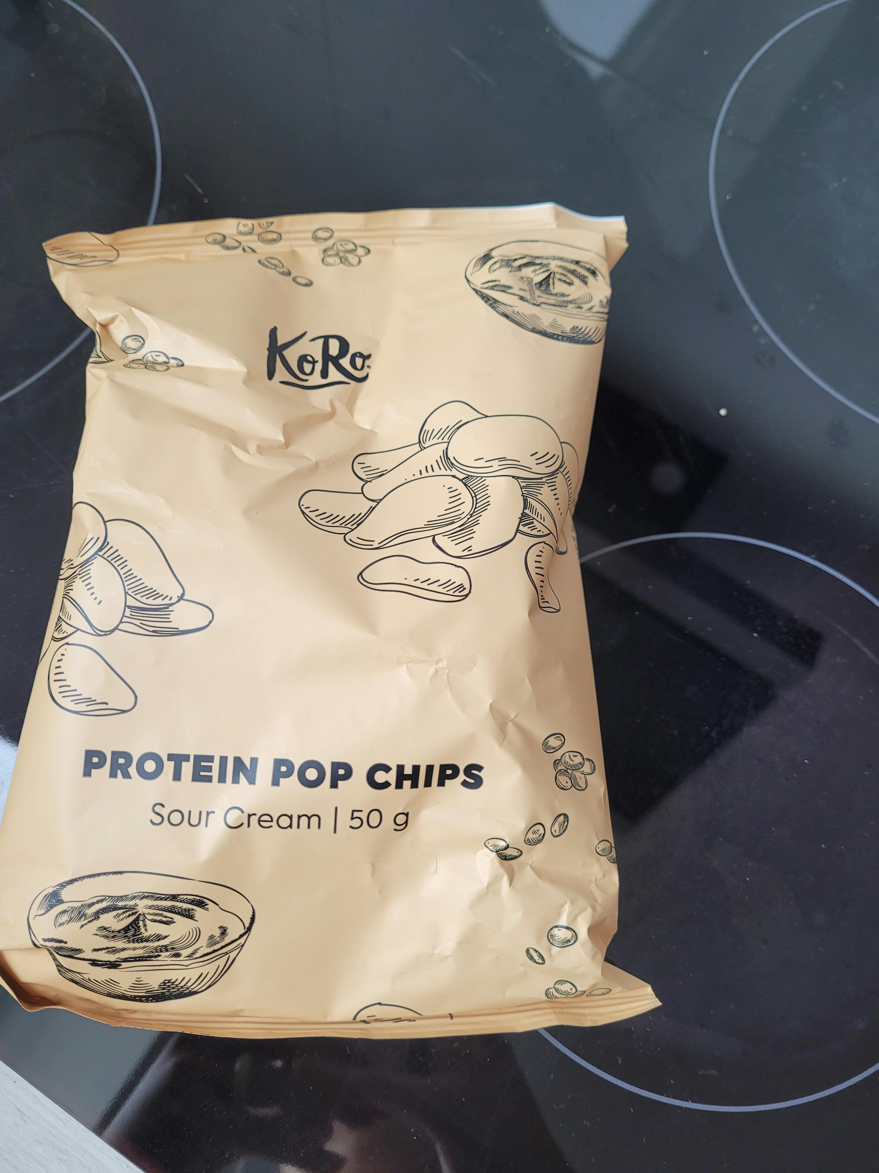 a bag of protein pop chips sits on a stove