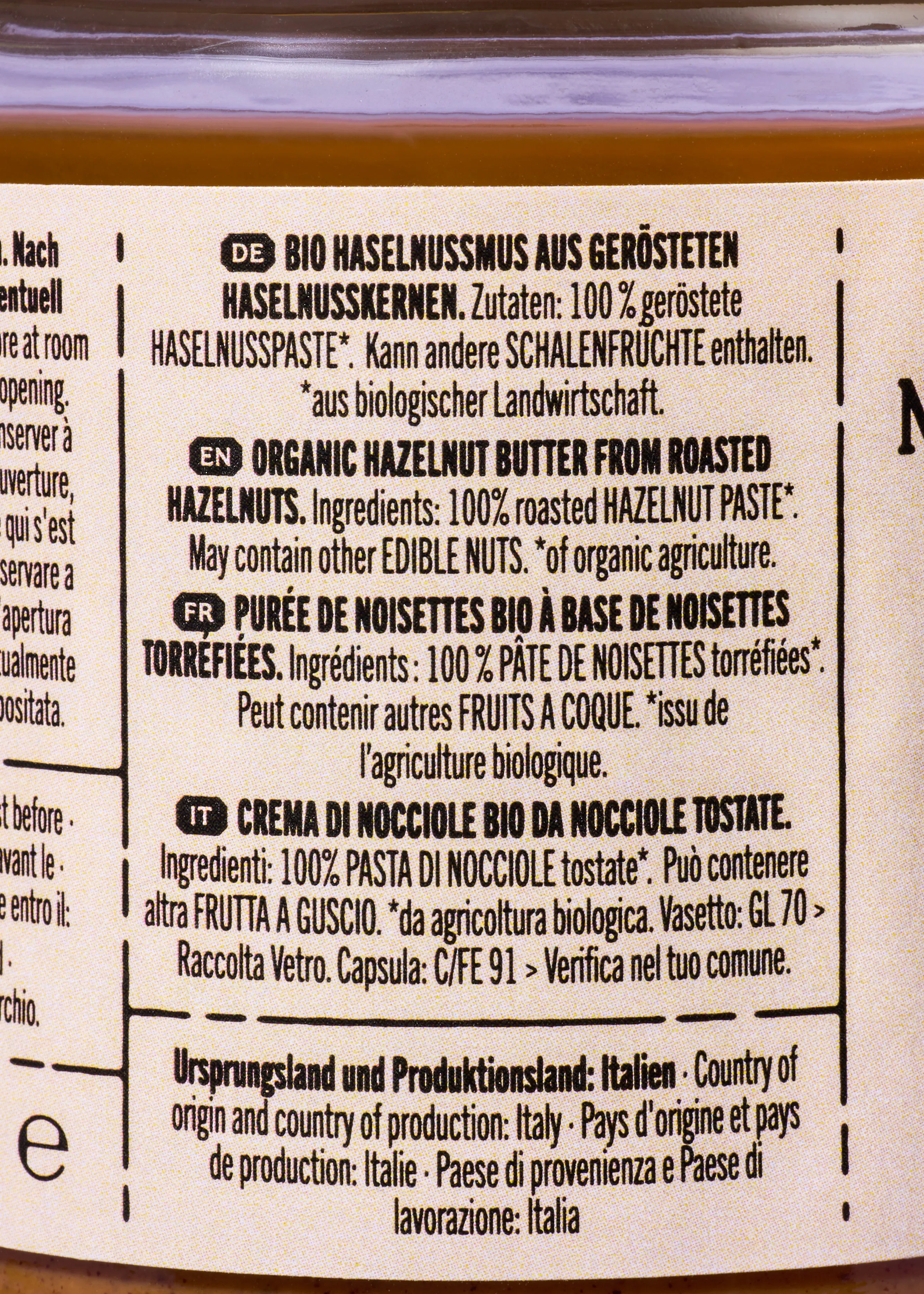 l' arrière d' une bouteille de beurre d' arachides bio