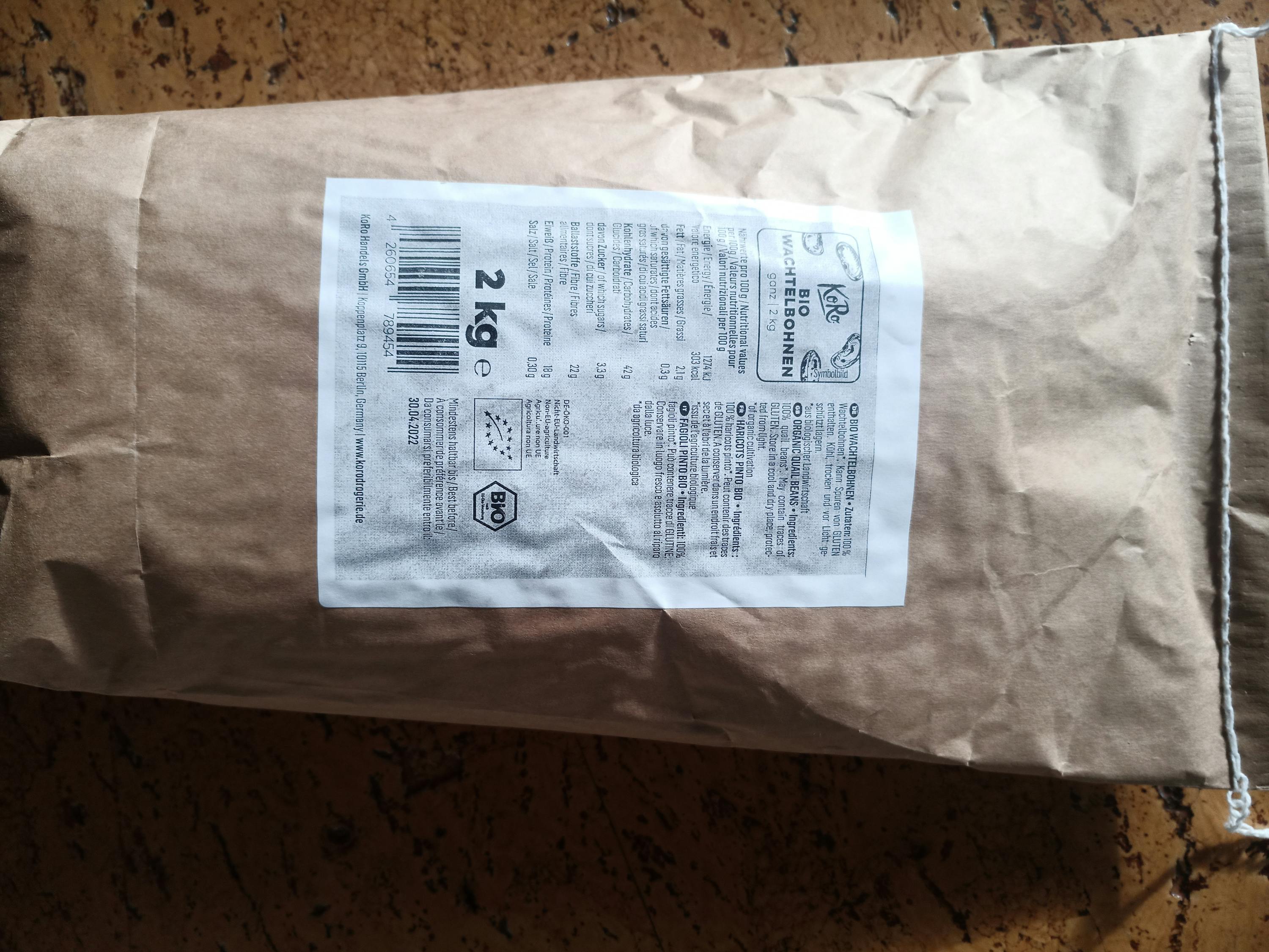 un sacchetto di carta con un etichetta che dice 2 kg