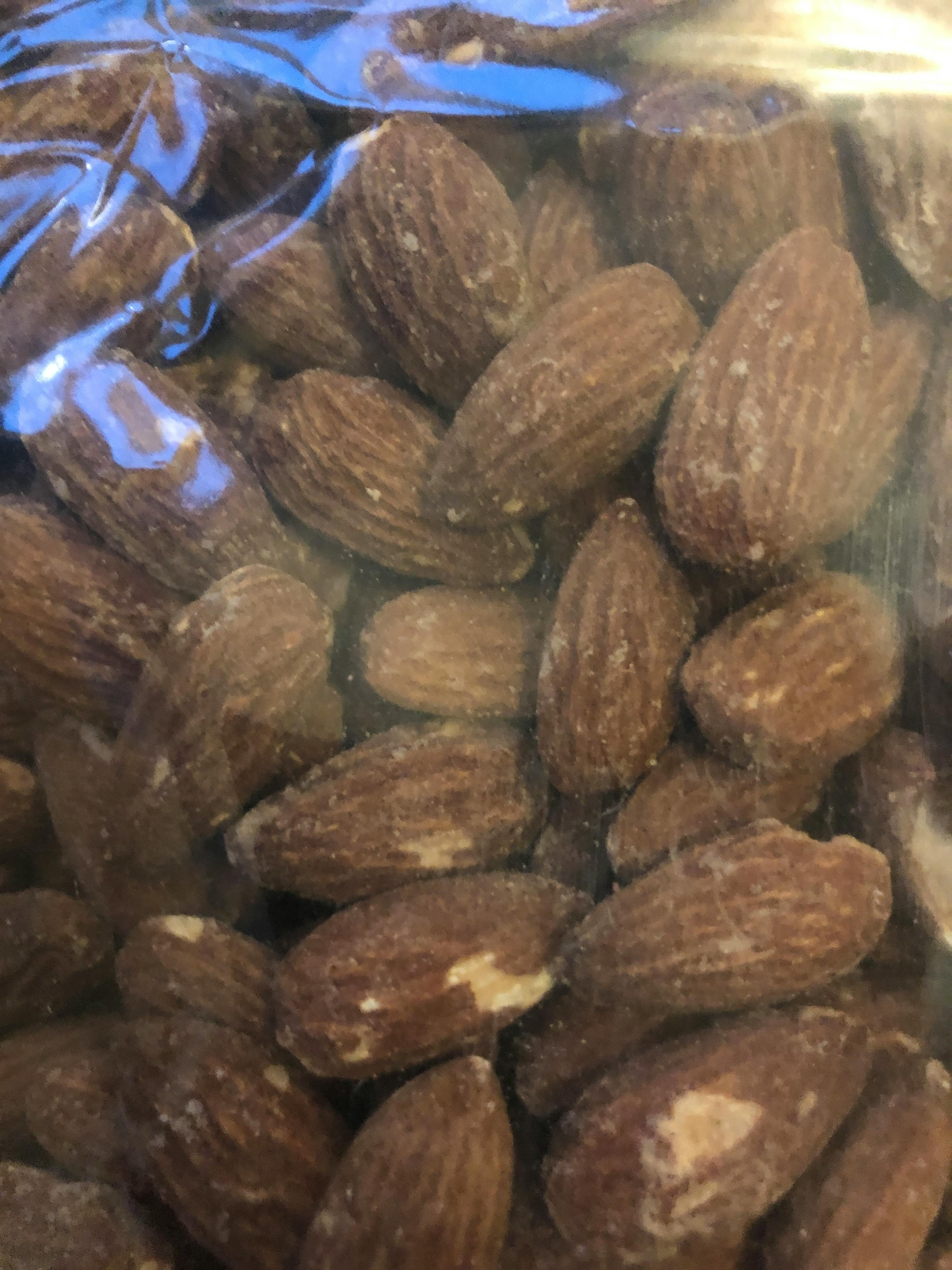 a bag of almonds is sitting on a table