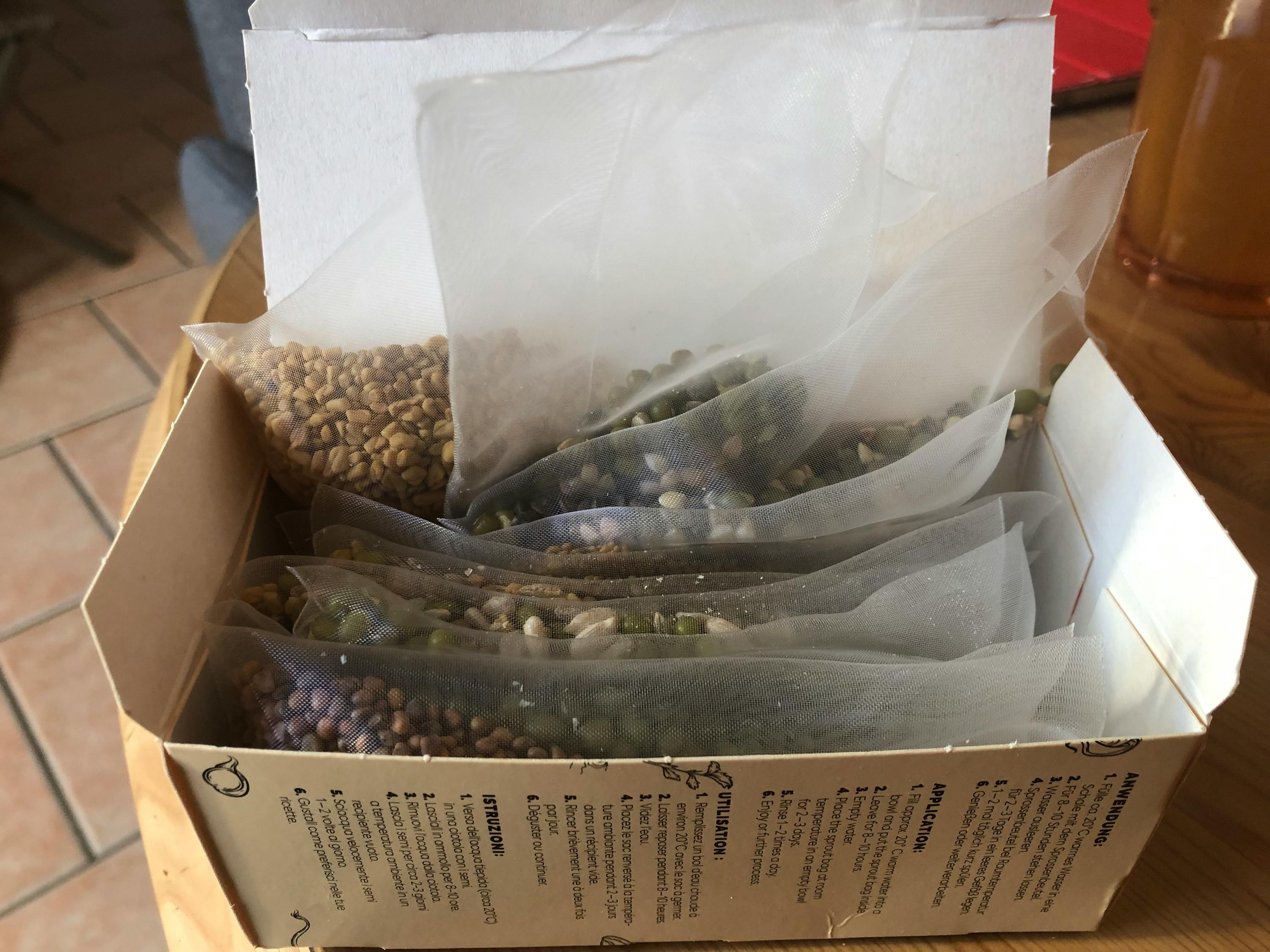 a box of seeds with instructions on the back