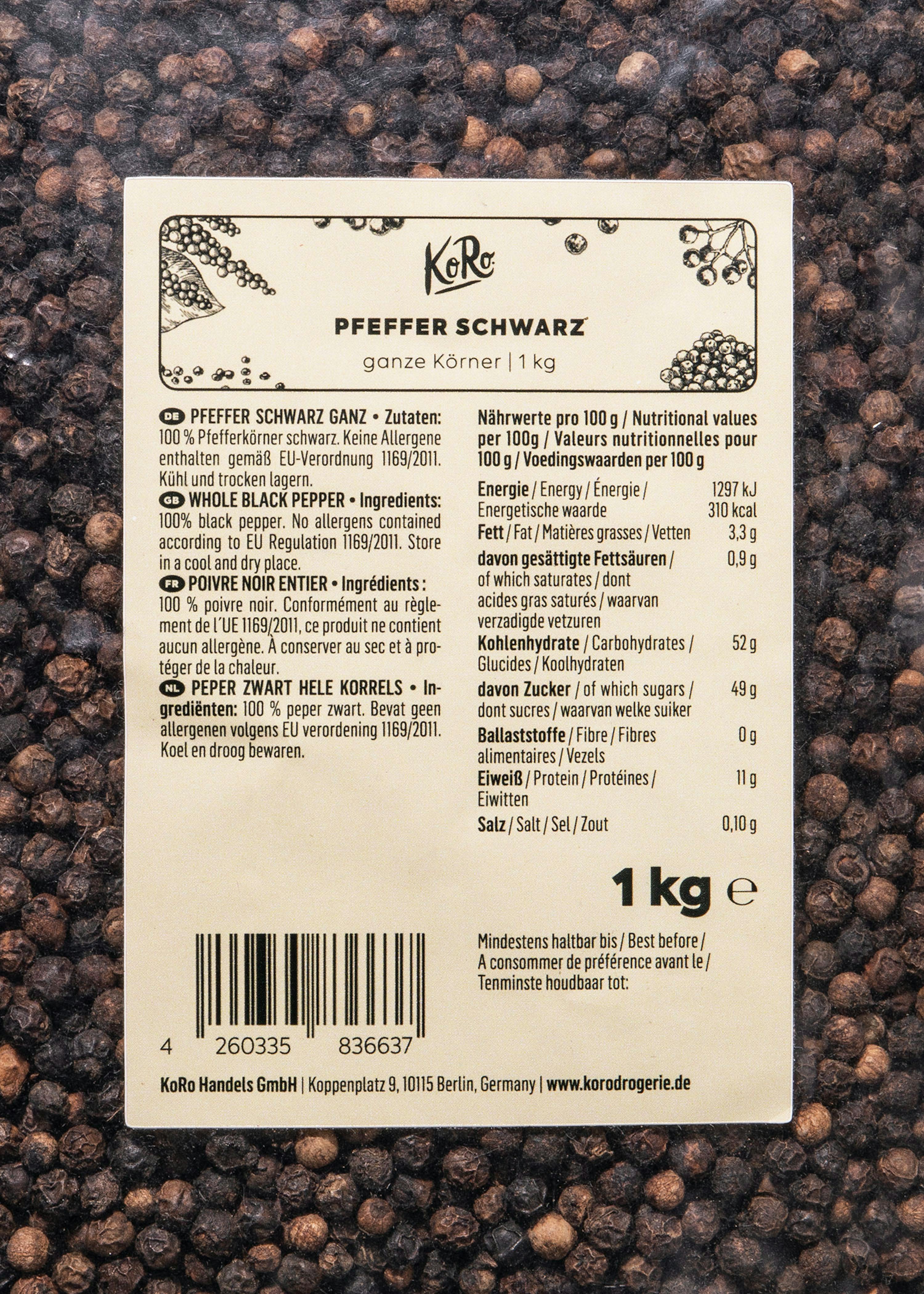 Ground black pepper 1kg | Alimenta Italy