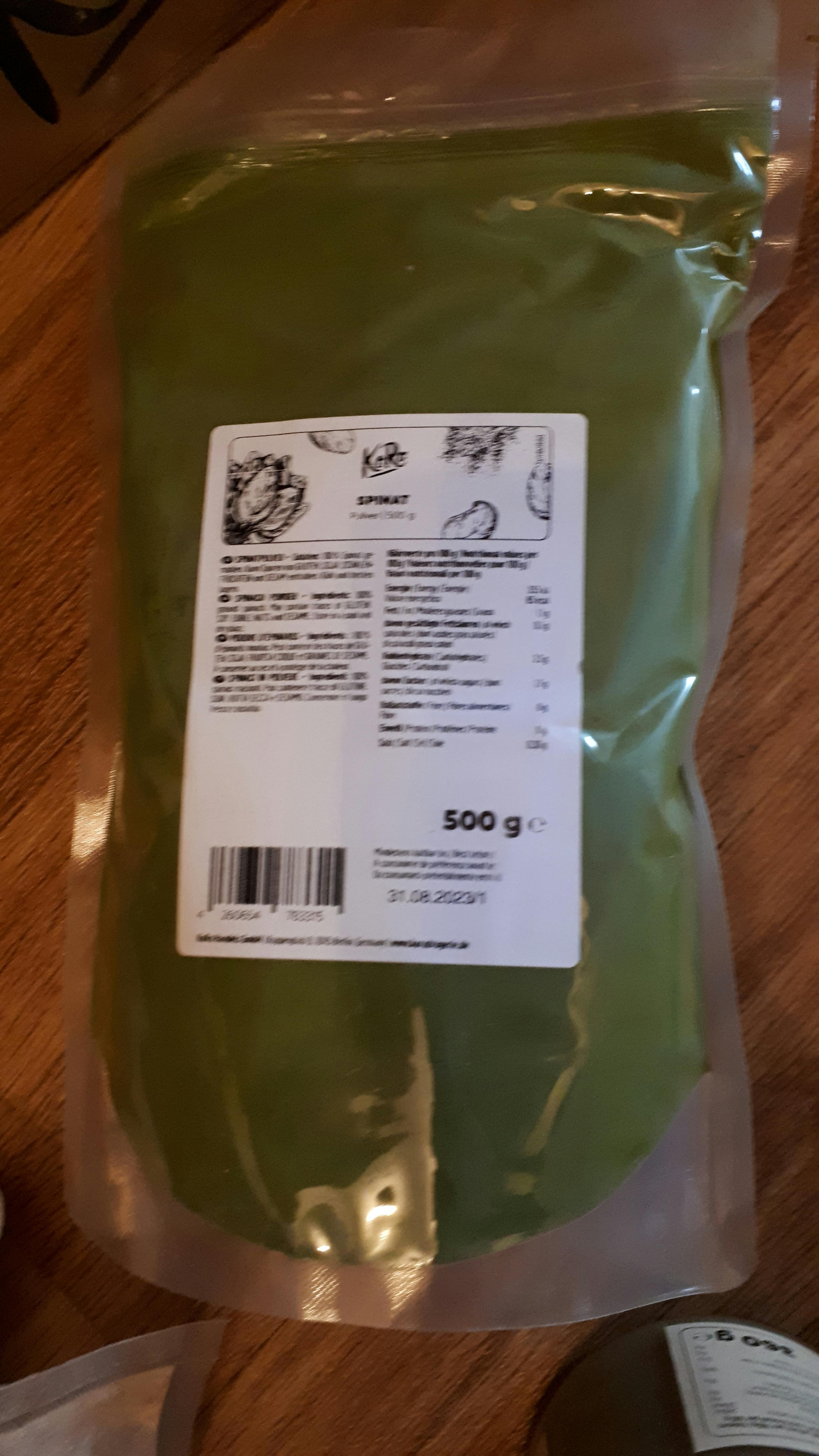 a bag of green powder has a label that says 500g