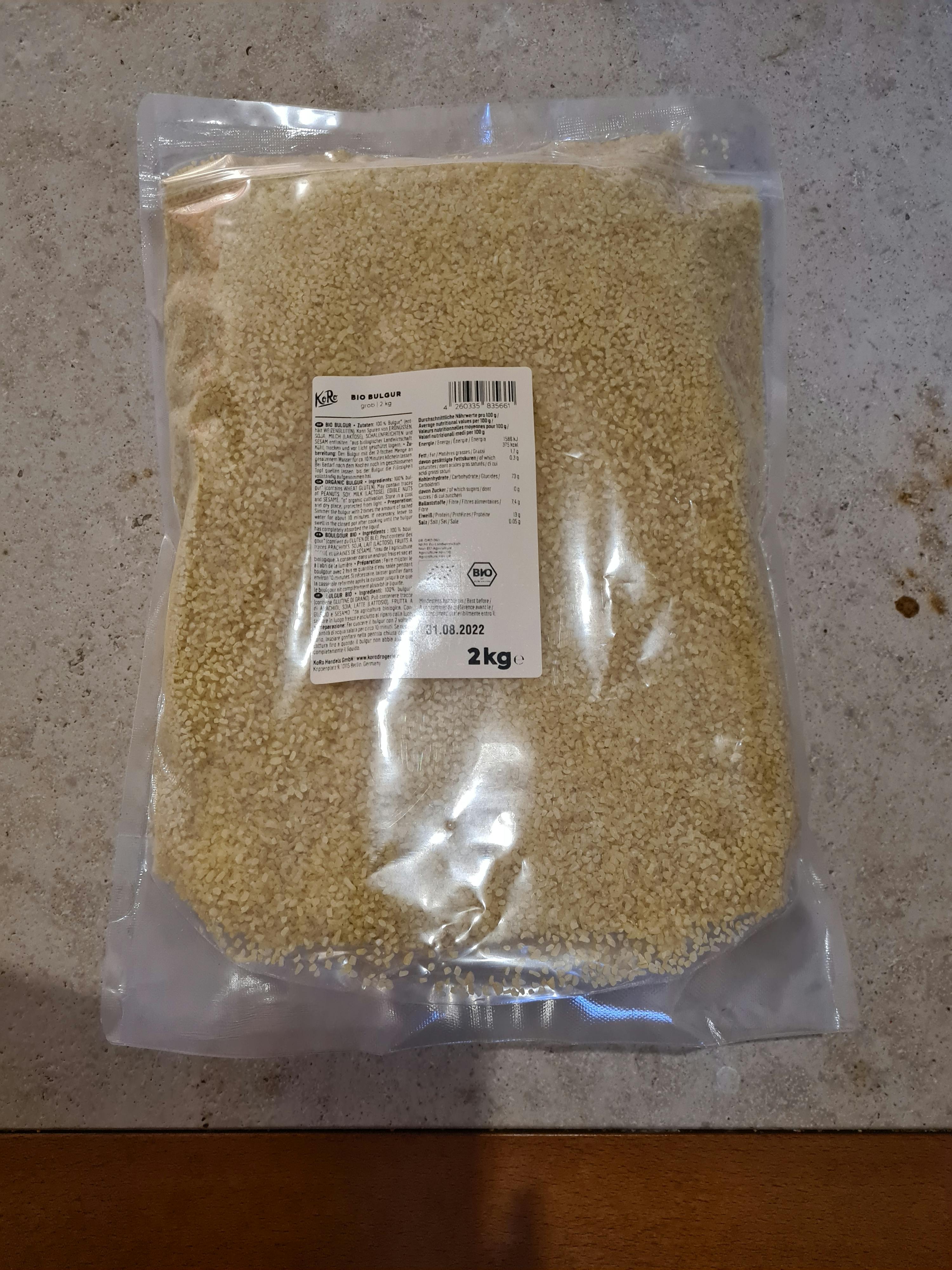 eine Plastiktüte mit einem Gewicht von 2 kg