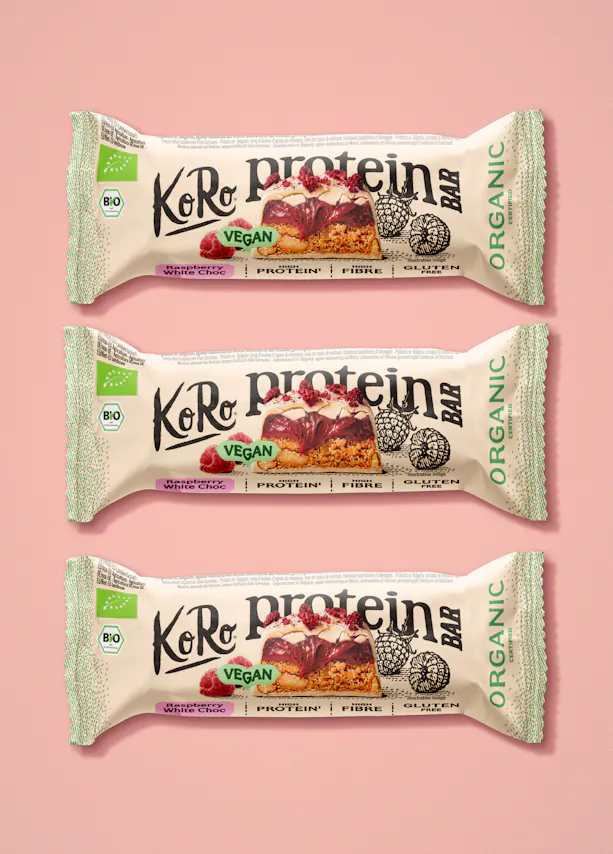 Barre protéinée vegan à la framboise & Choc blanc bio | 3 x 45 g