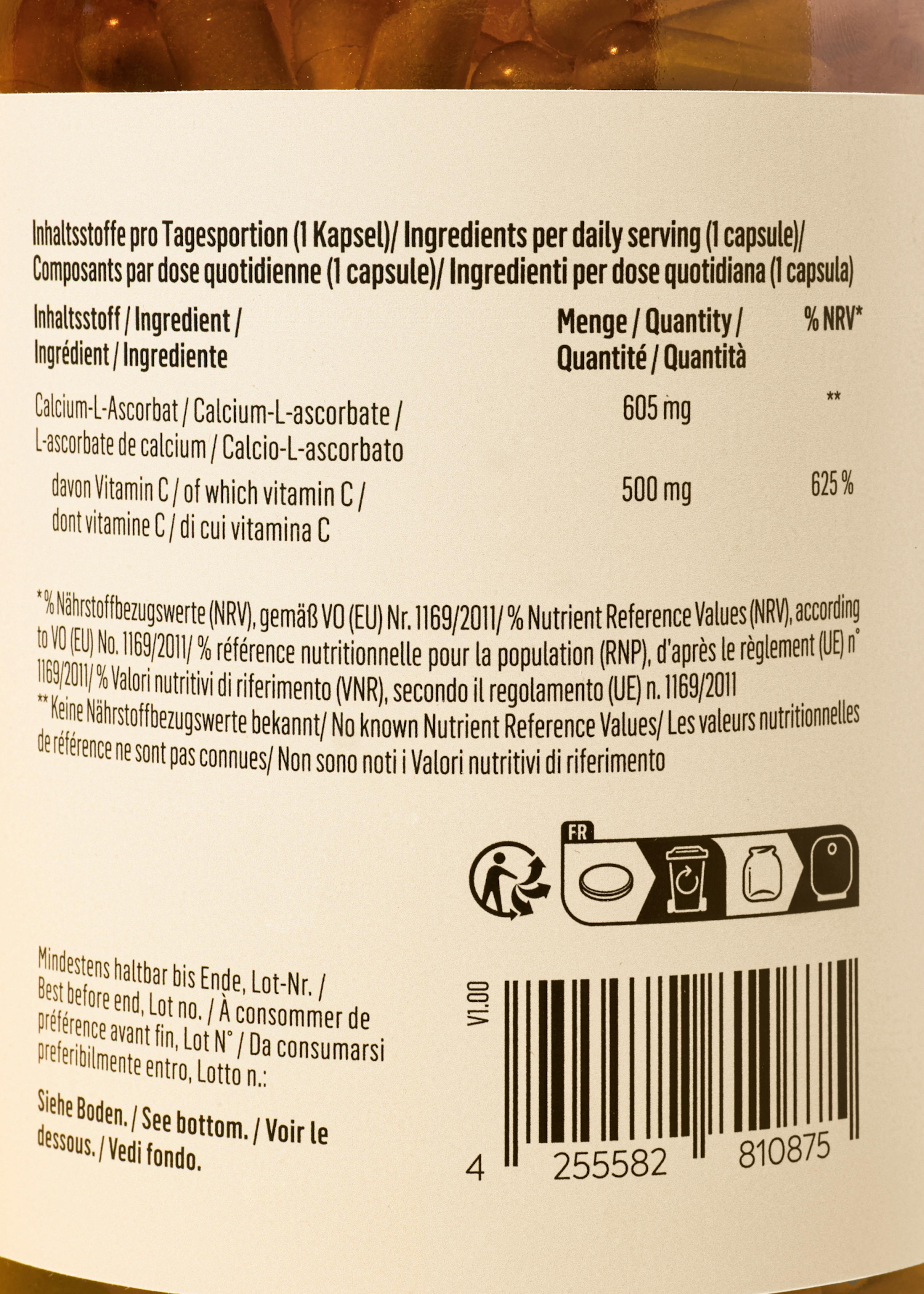 a bottle of vitamin c contains 605 mg of vitamin c