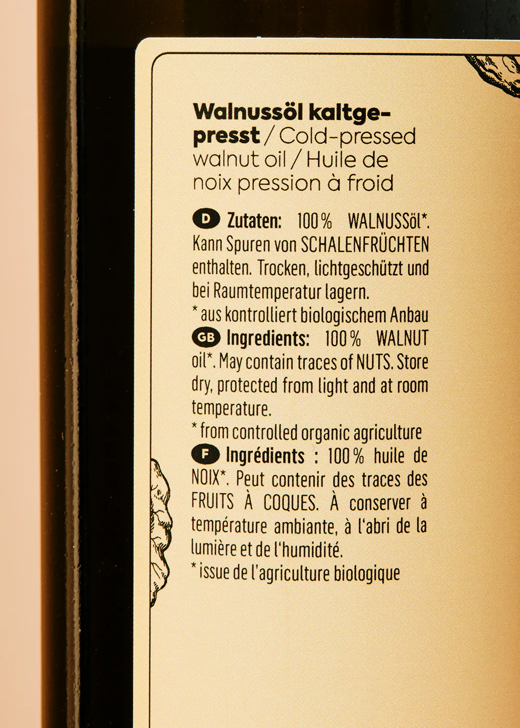 a bottle of walnussöl kaltge presst / cold pressed walnut oil