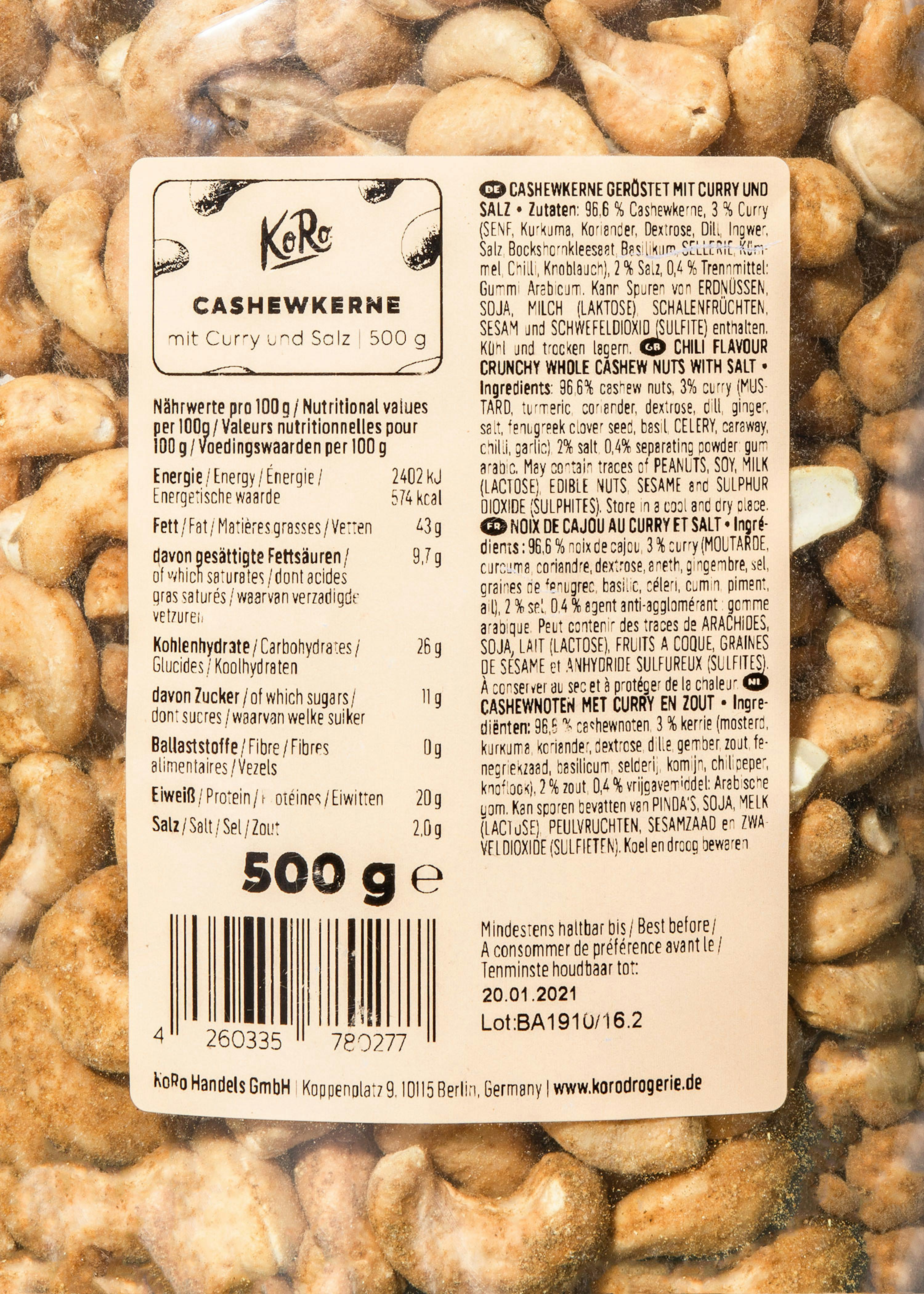 Noix de cajou non salées biologiques Royal Nuts