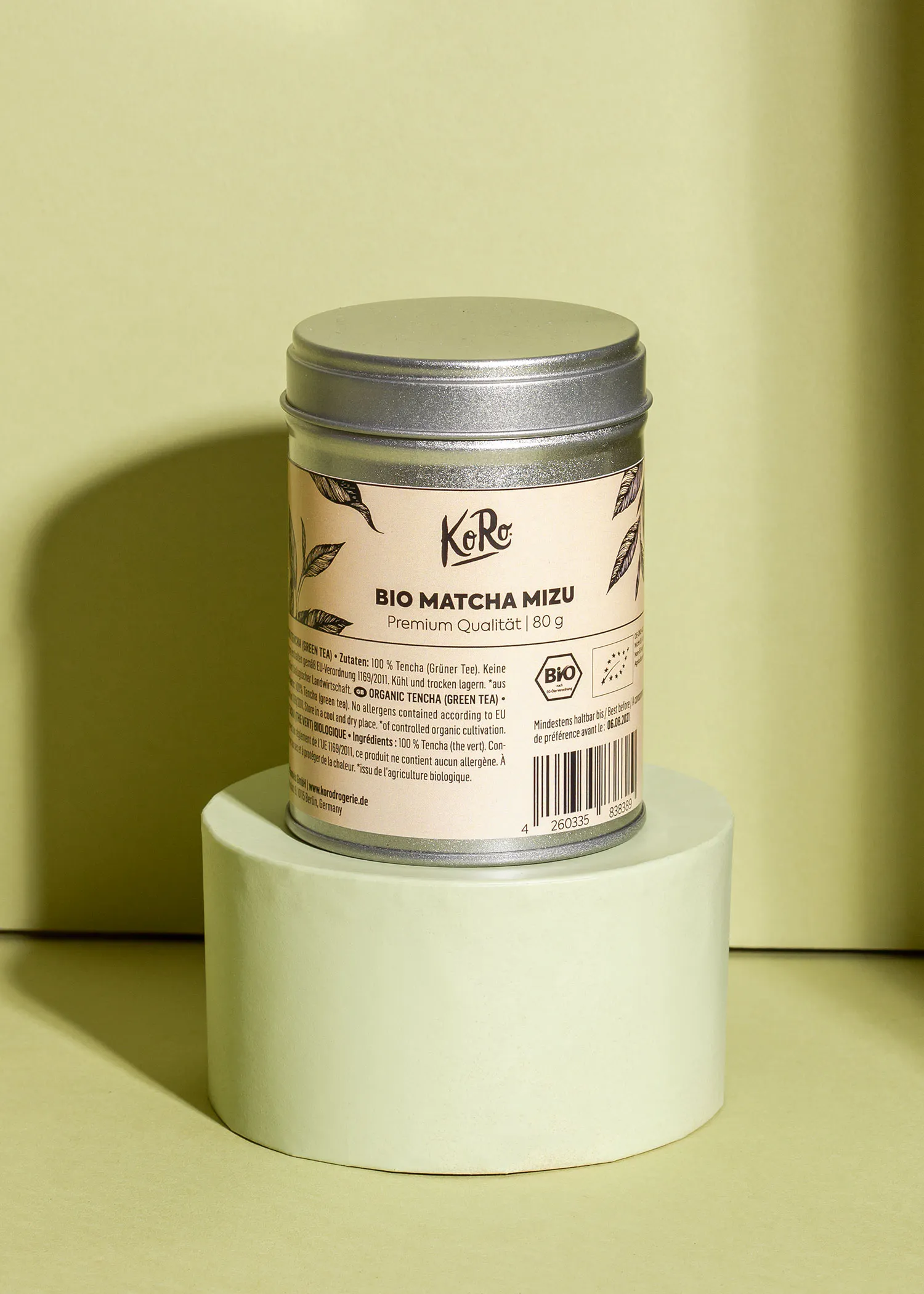 une boîte de bio matcha mizu premium qualité 80g