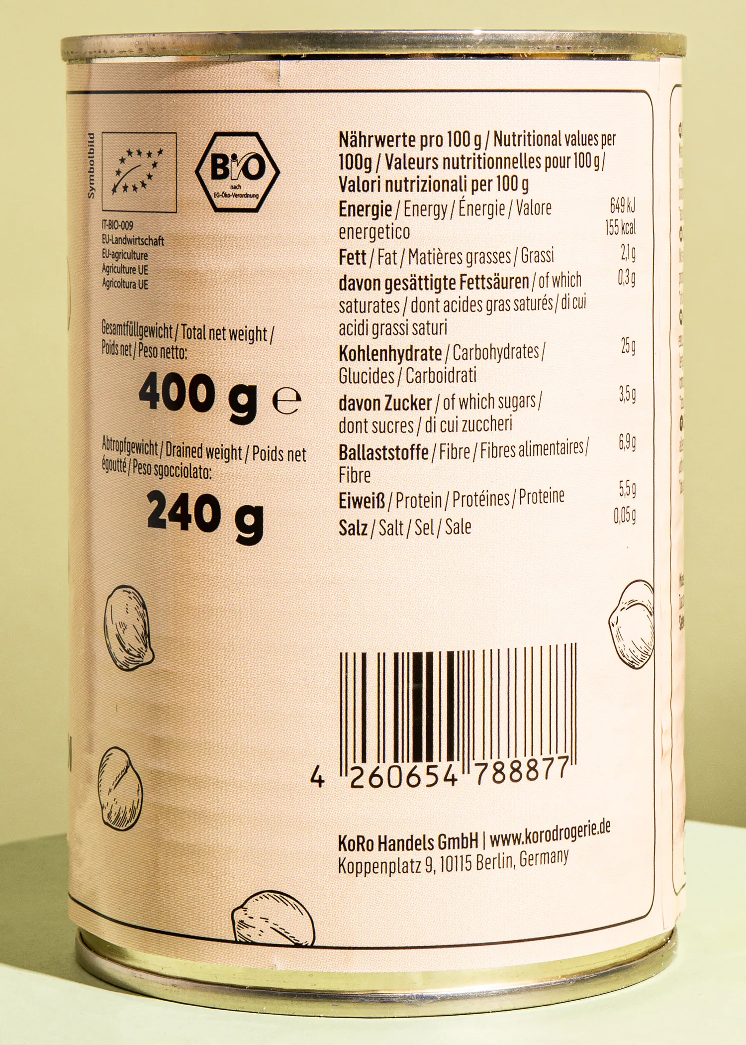 l' arrière d' une boîte de noisettes avec un code barre