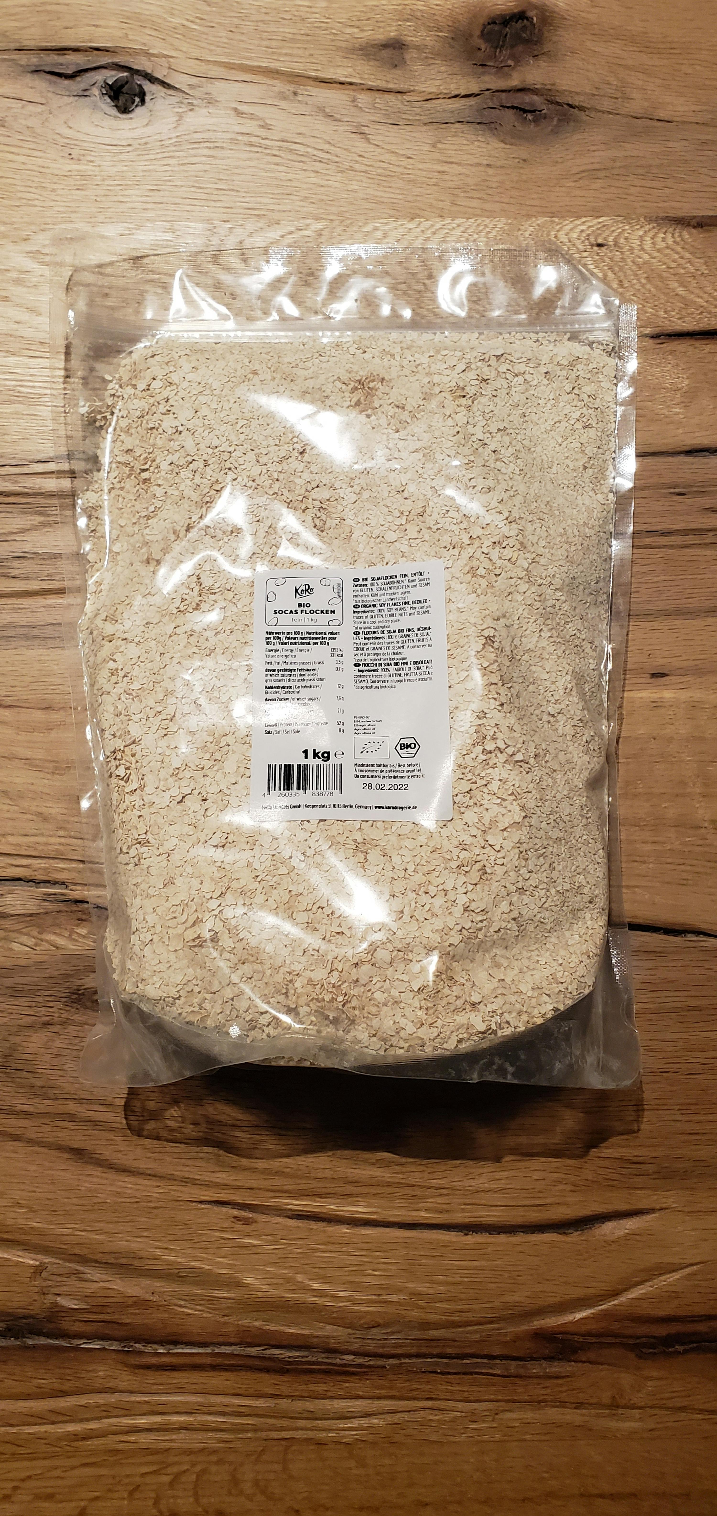 un sac en plastique avec une étiquette de 1 kg de farine