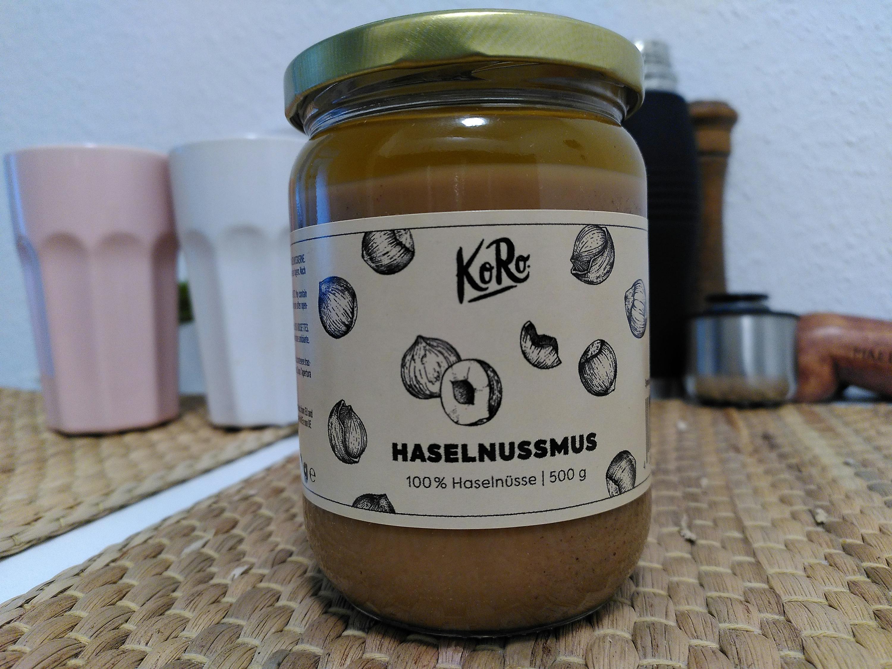 a jar of haselnussmus is sitting on a table