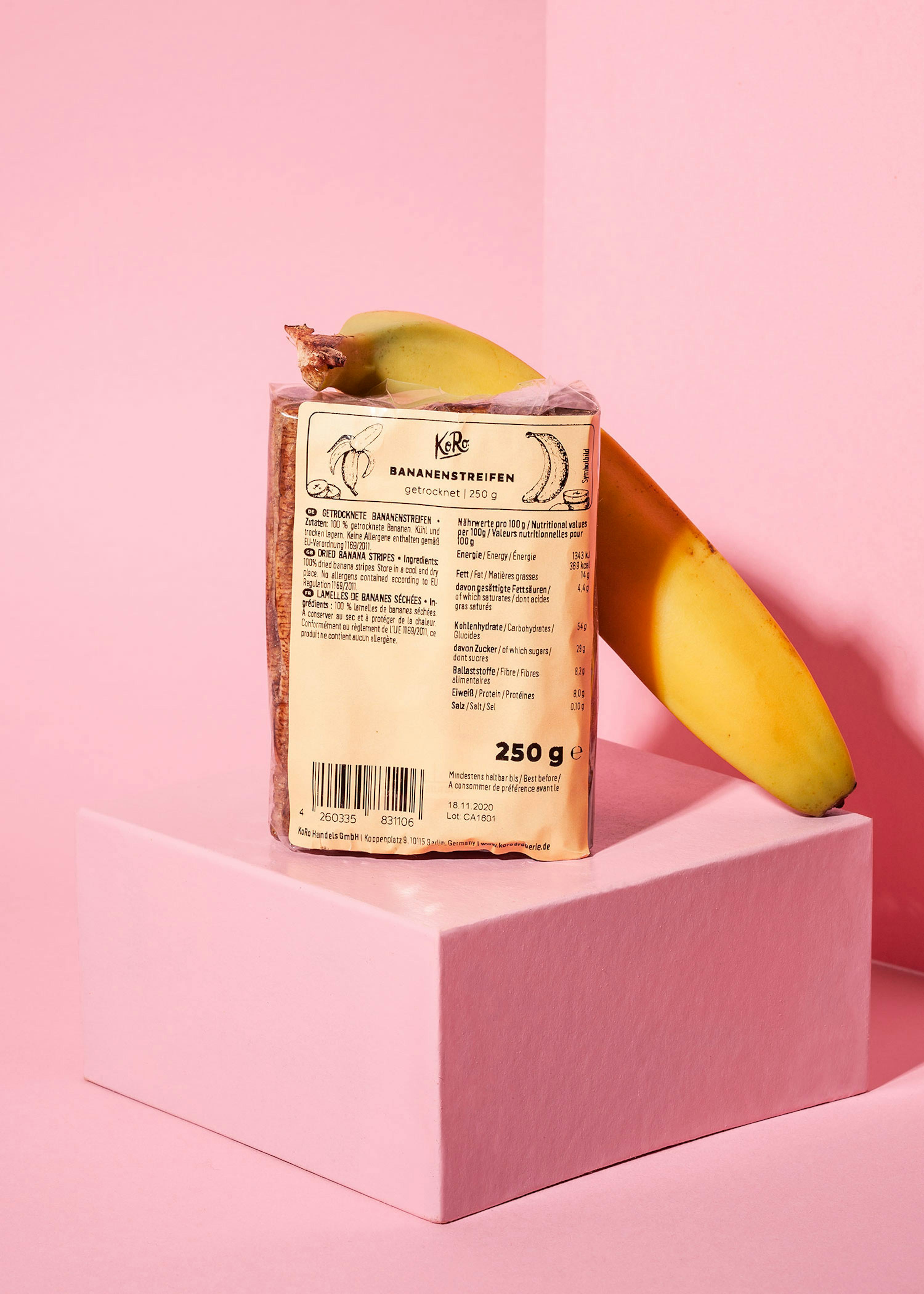 Banane rose séchée biologique, boite de 500 g - Saldac