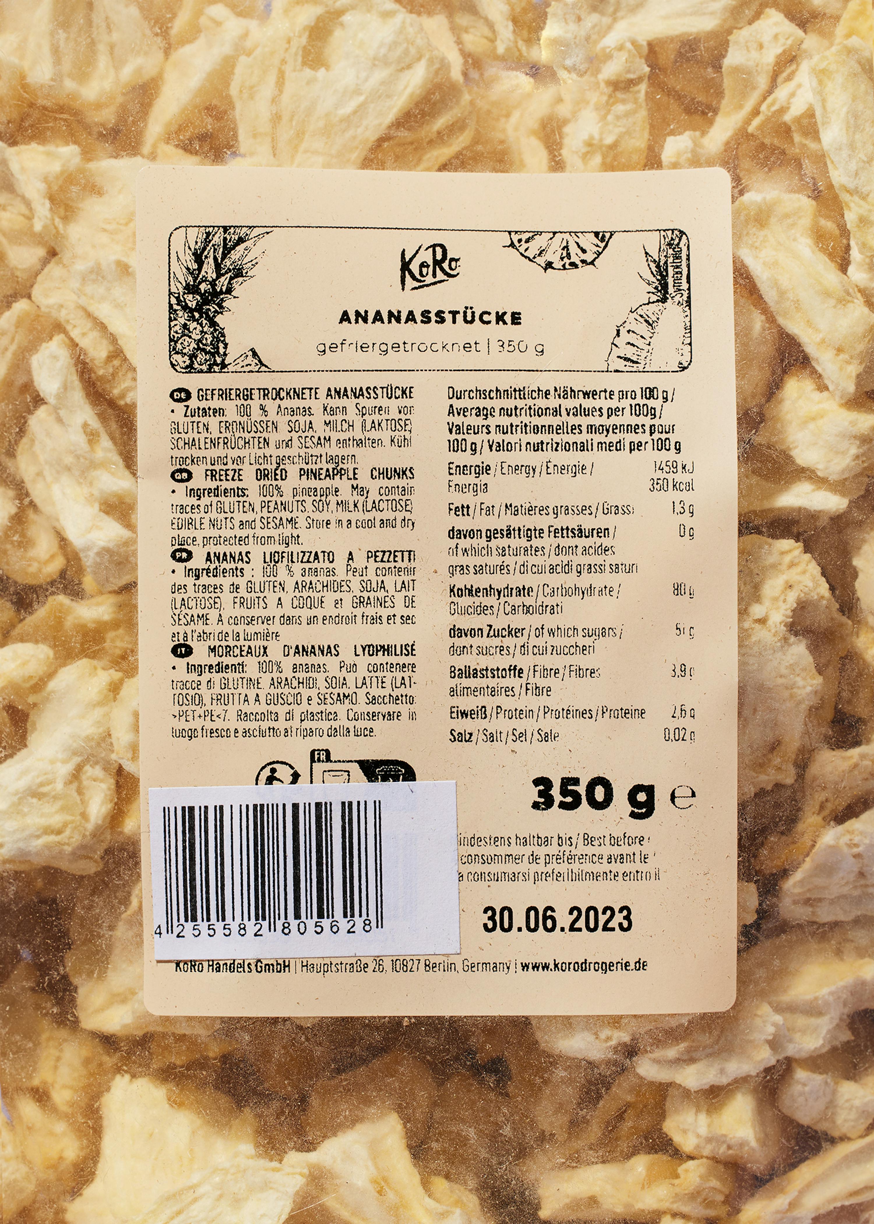 4255582805628 - Gefriergetrocknete Ananasstücke 350 g