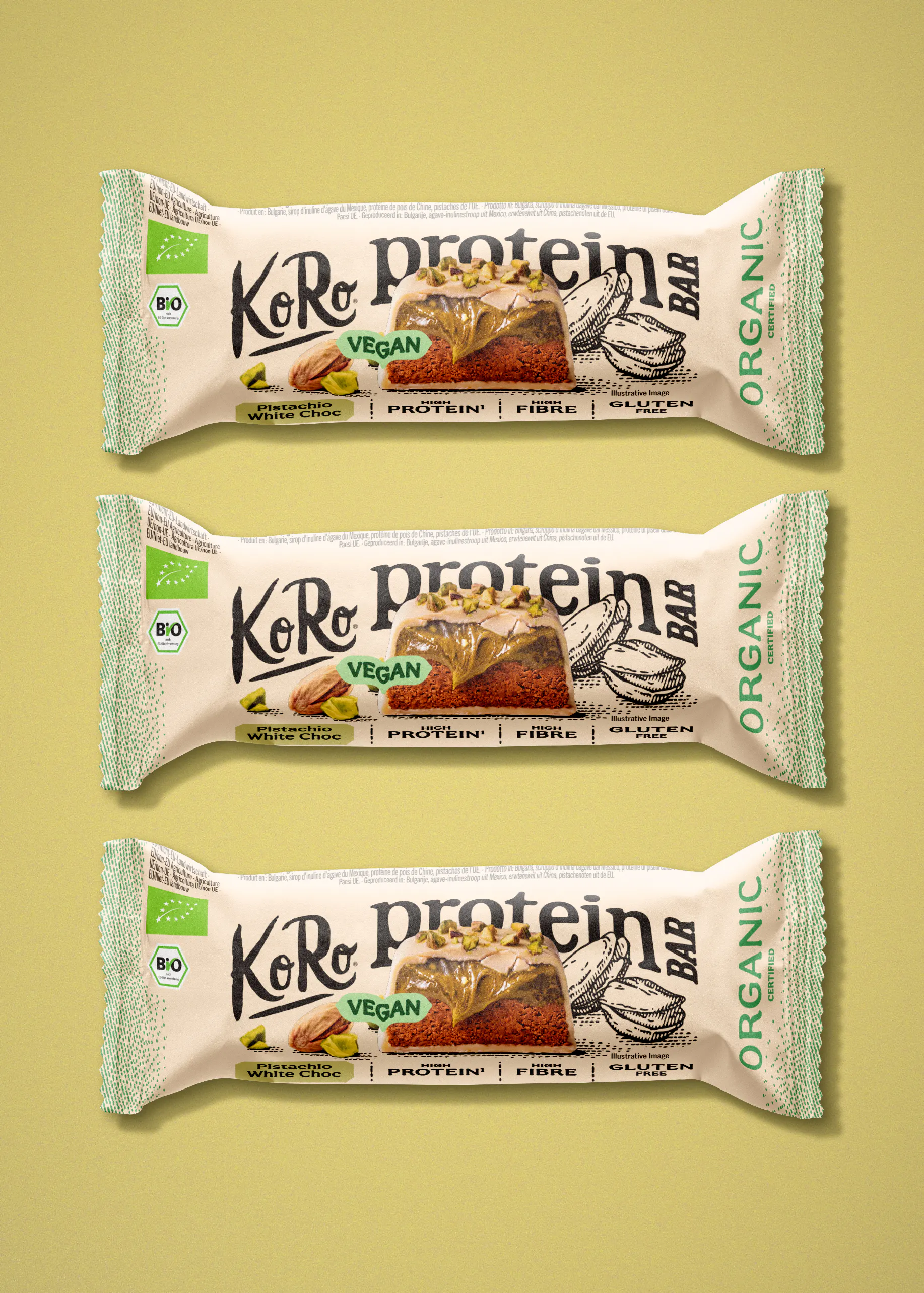 Barretta proteica vegan bianca al pistacchio bio | 3 x 45 g