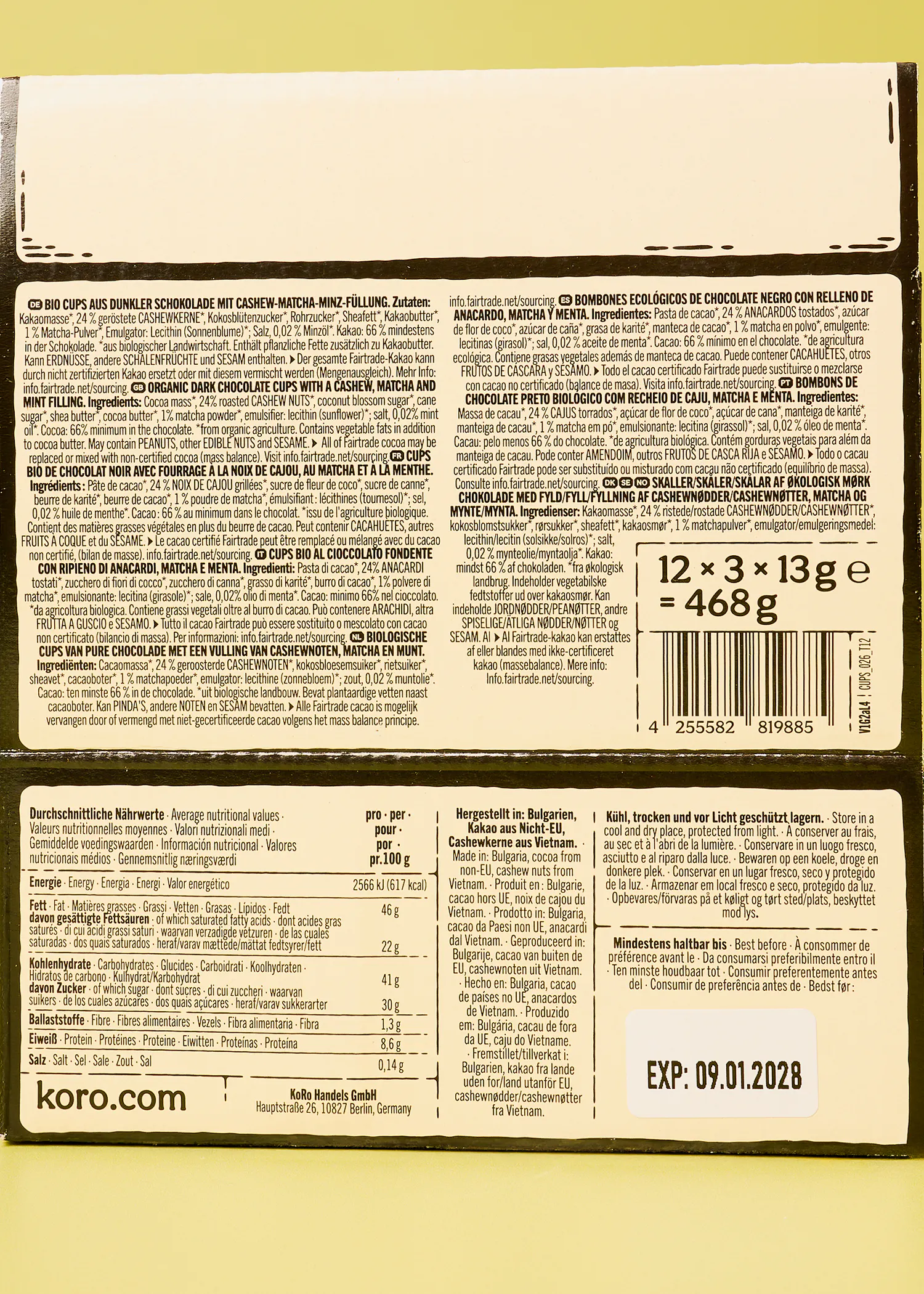 Bio Nut Butter Cups Matcha-Mint | 12 x 3 x 13 g